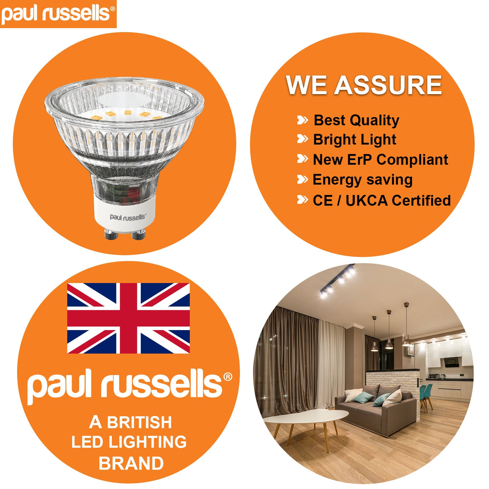 GU10 4W=35W LED Spot Light Bulbs Warm White