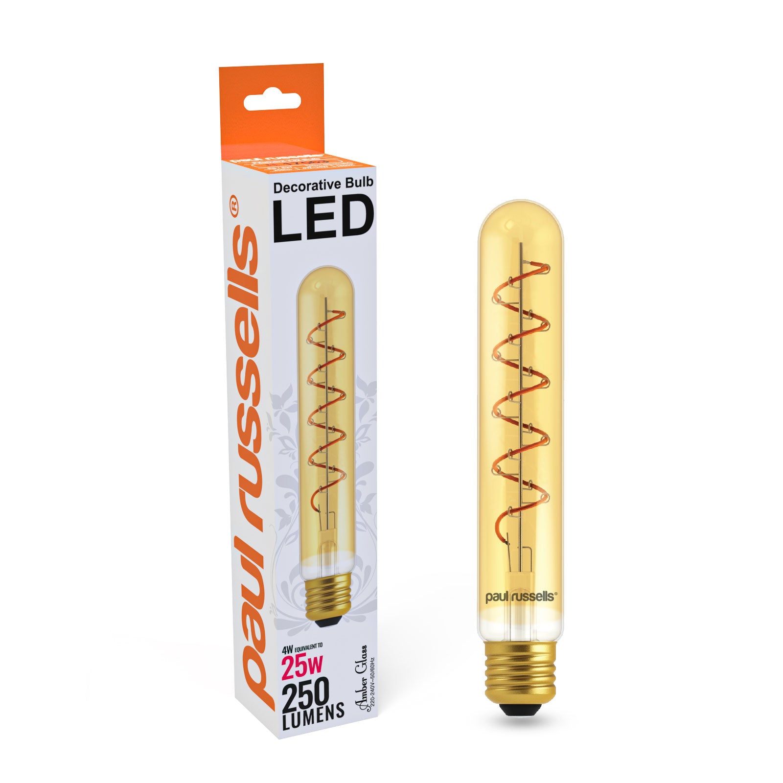 LED Filament Spiral T32 4W=25w Extra Warm White (AMBER) ES E27 Edison Screw Decorative Bulbs