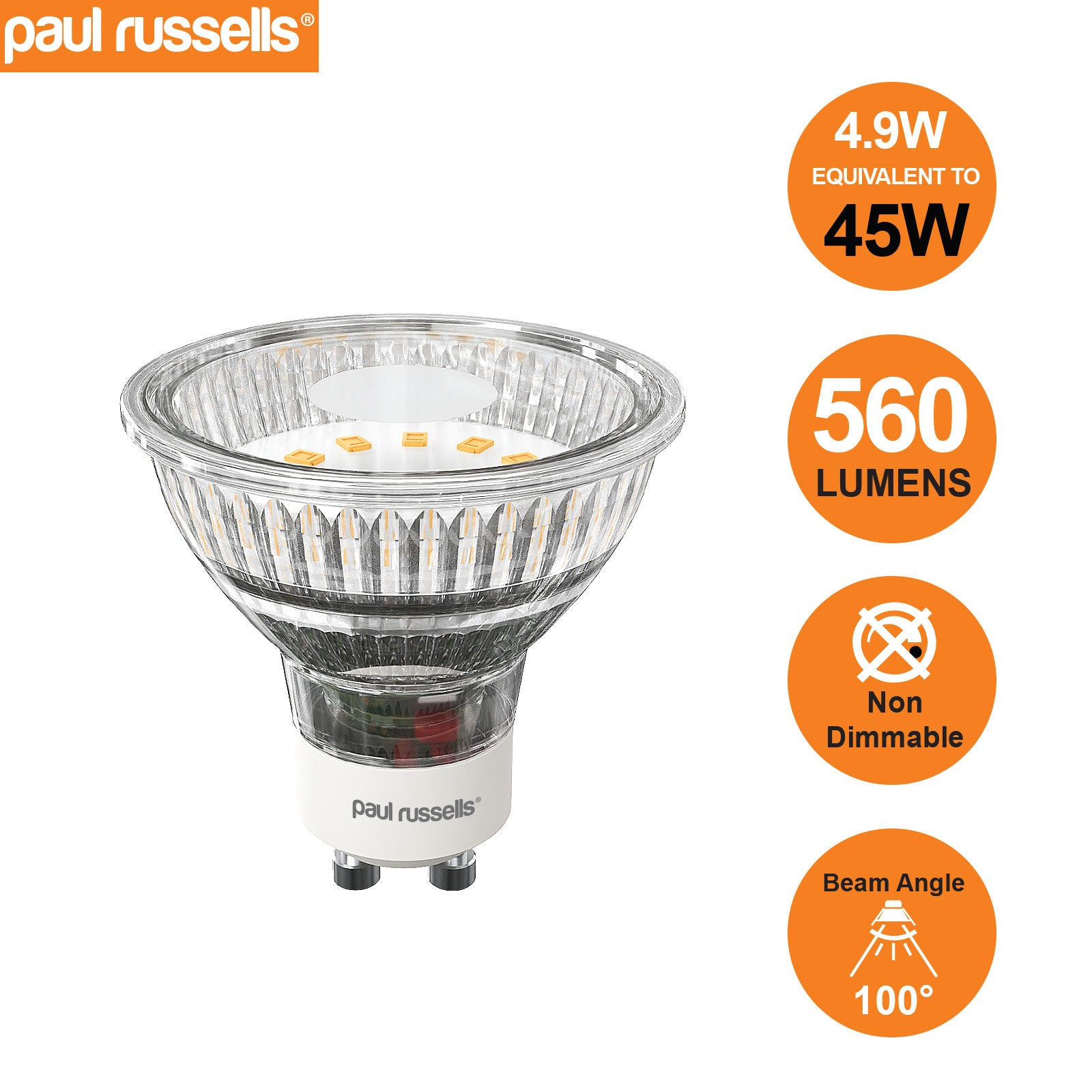 GU10 4.9W=45W LED Spot Light Bulbs Day Light