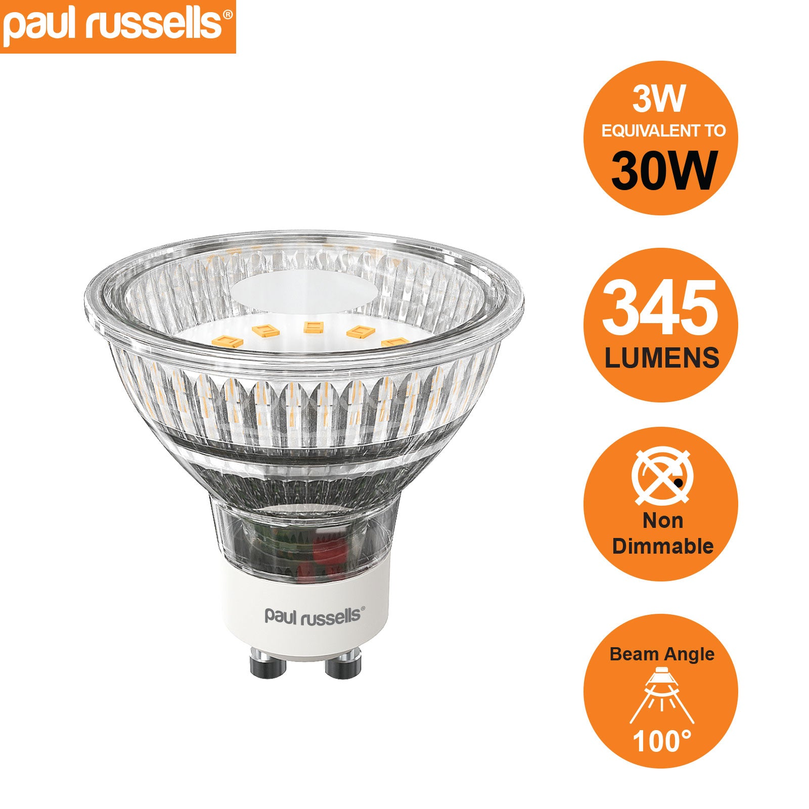 GU10 3W=30W LED Spot Light Bulbs Warm White