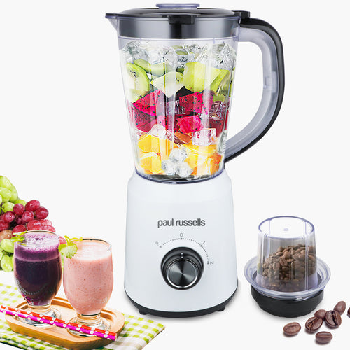Electric Blender Smoothie Milkshake Maker, Jug 500W Stainless Steel Blades, 2 Speed Control with Pulse Function1.5L Jar Chopper Coffee Grinder