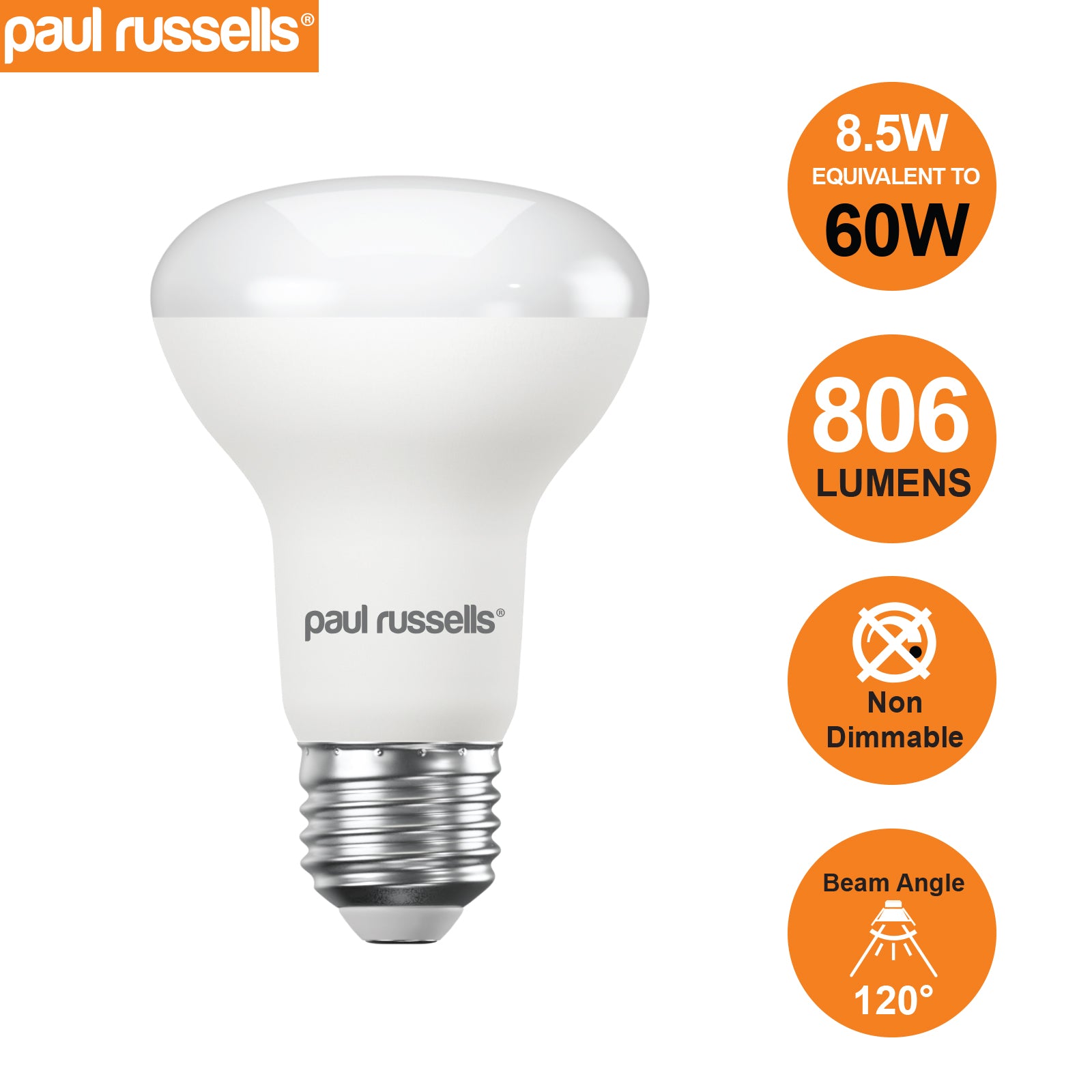 LED Reflector Light Bulbs R63 8.5W=60W Warm White ES E27 Edison Screw