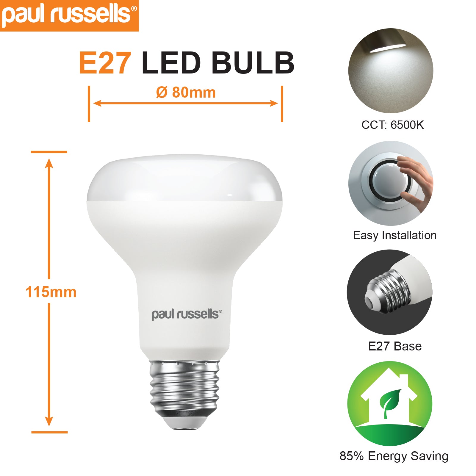 LED Reflector Light Bulbs R80 12W=100W Day Light ES E27 Edison Screw Bulbs