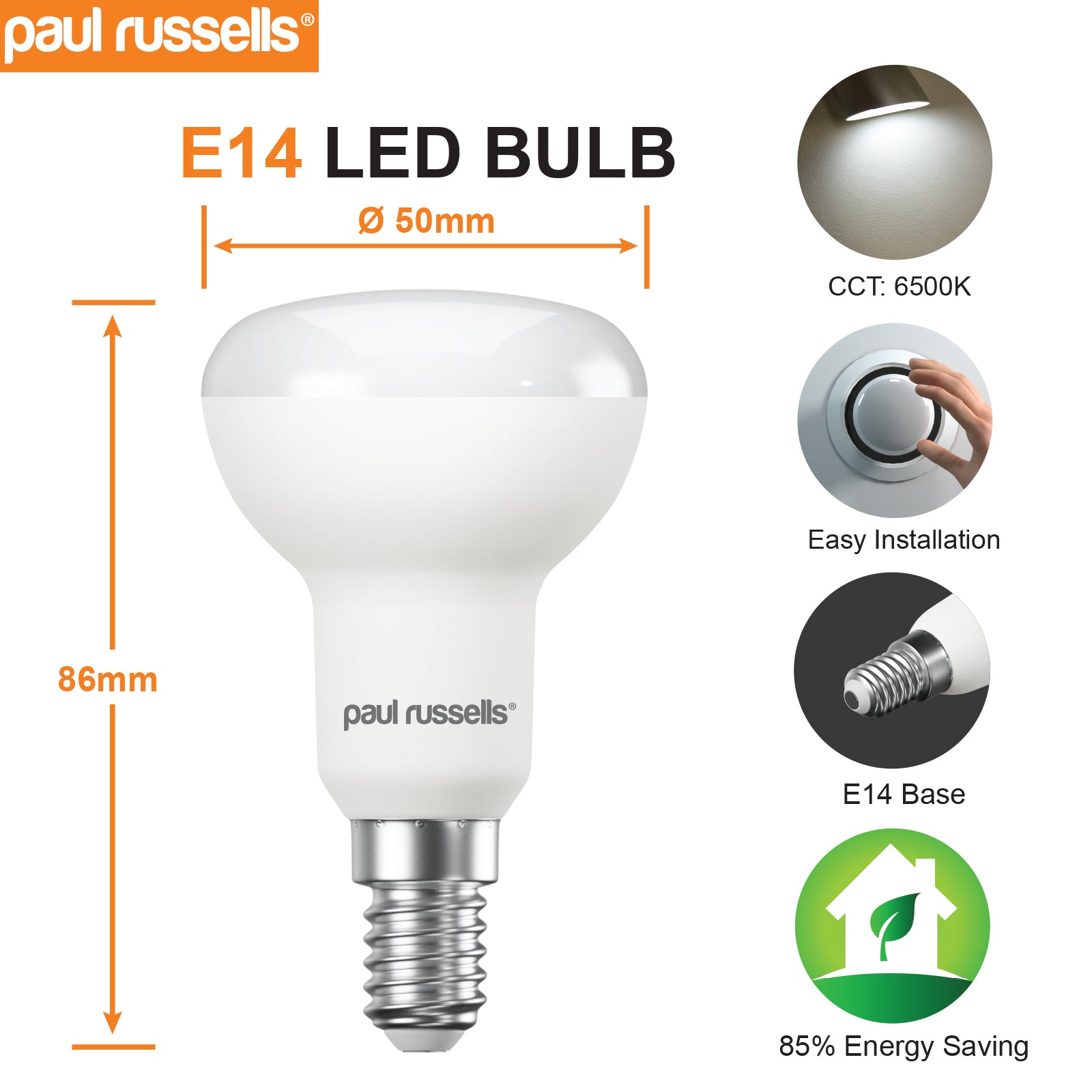LED Reflector Light Bulbs R50 6W=40W Day Light SES E14 Small Edison Screw