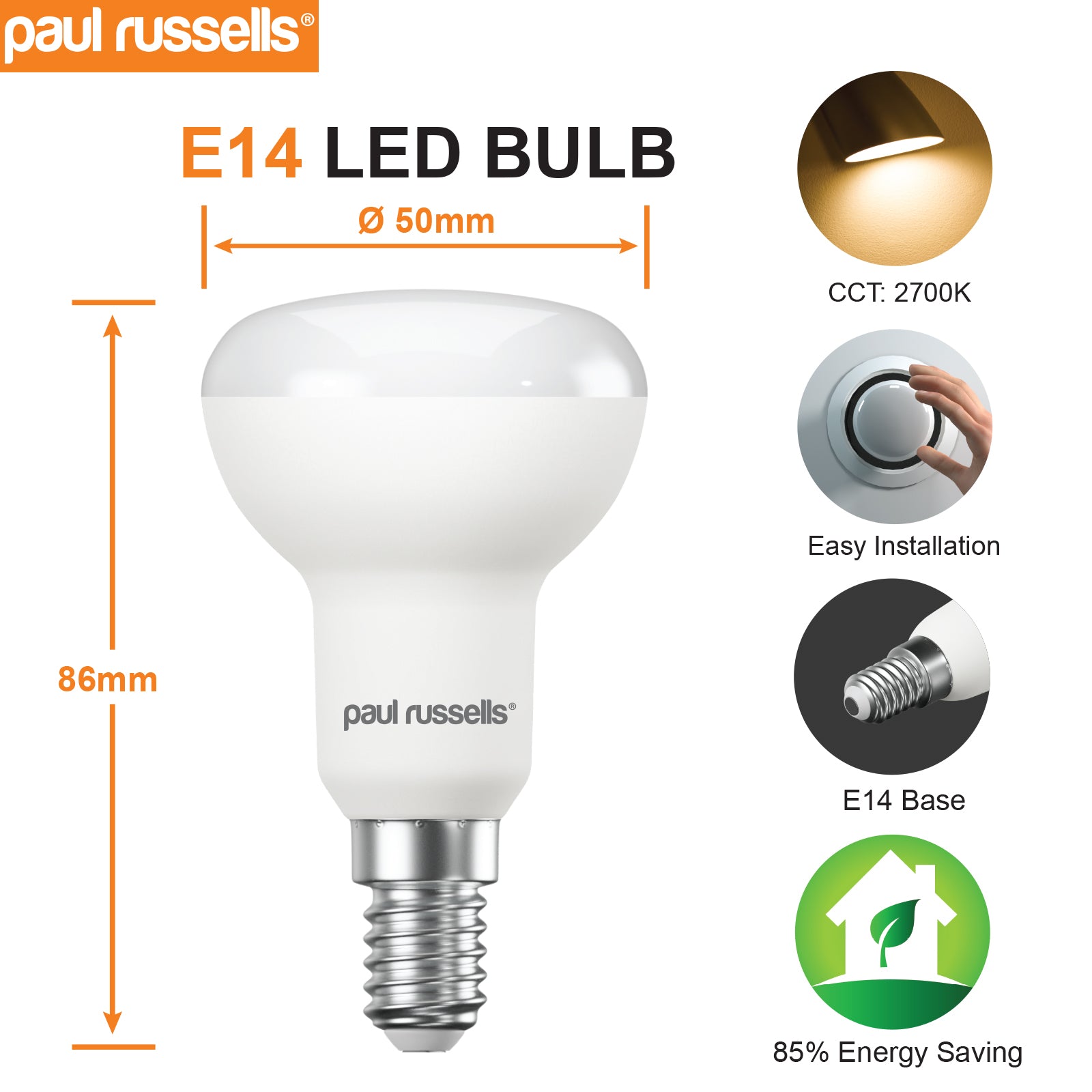 LED Reflector Light Bulbs R50 6W=40W Warm White SES E14 Small Edison Screw