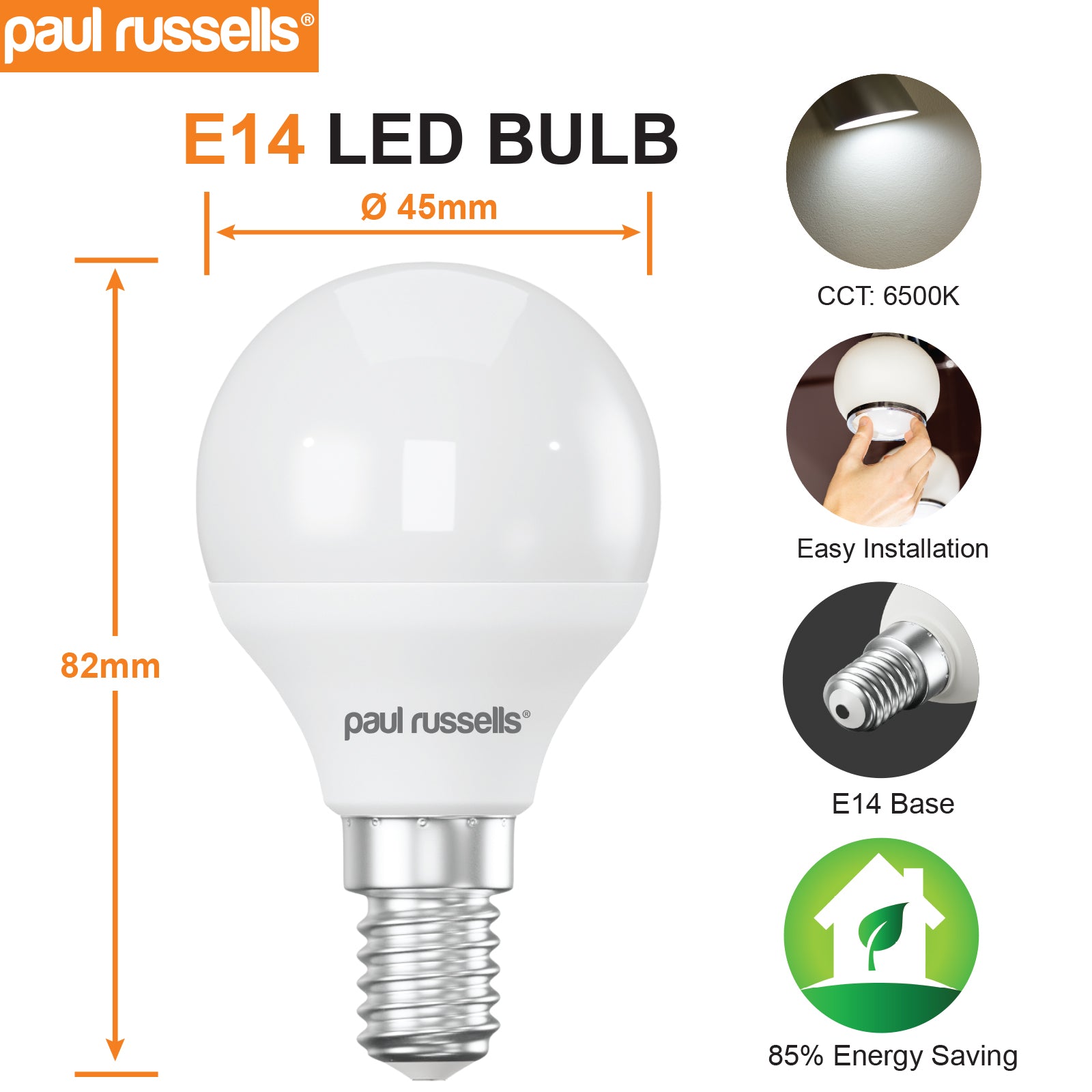 LED Golf Ball 3W=25W Day Light Small Edison Screw SES E14 Bulbs
