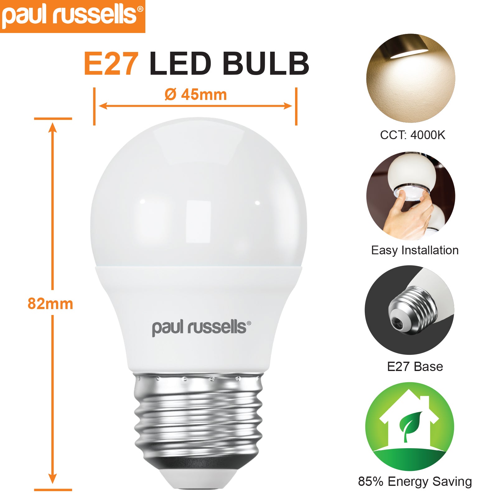 LED Golf Ball 3W=25W Cool White Edison Screw ES E27 Bulbs