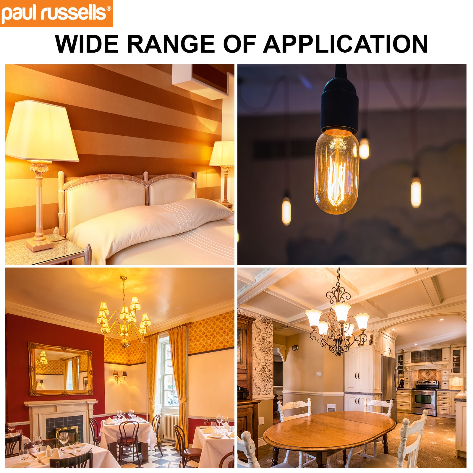 LED Filament T45 4W=35W Extra Warm White Amber 2200K BC B22 Bayonet Cap Bulbs