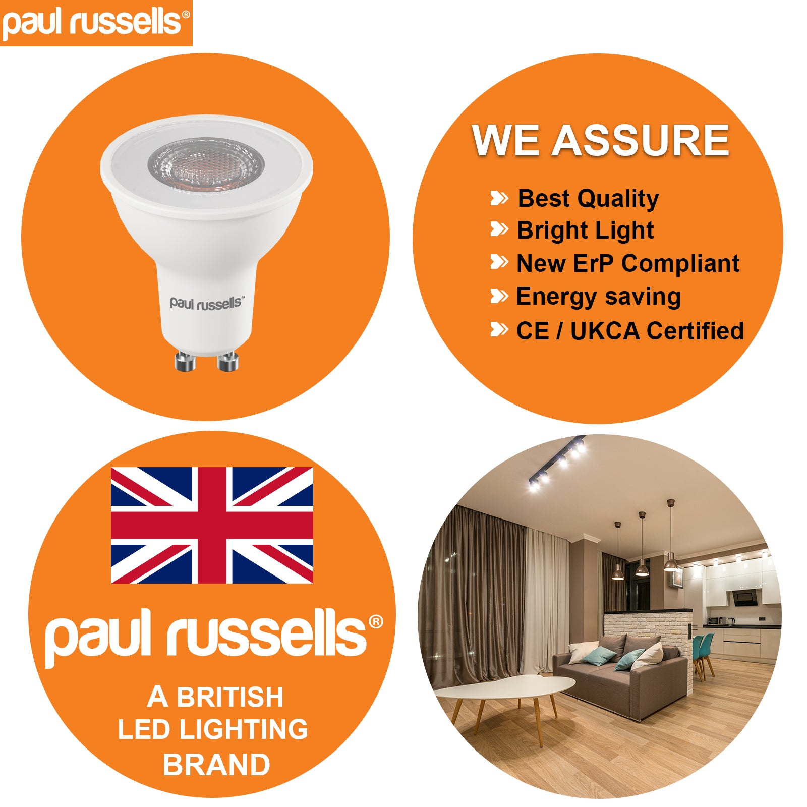 GU10 5W=60W LED Spot Light Bulbs Warm White
