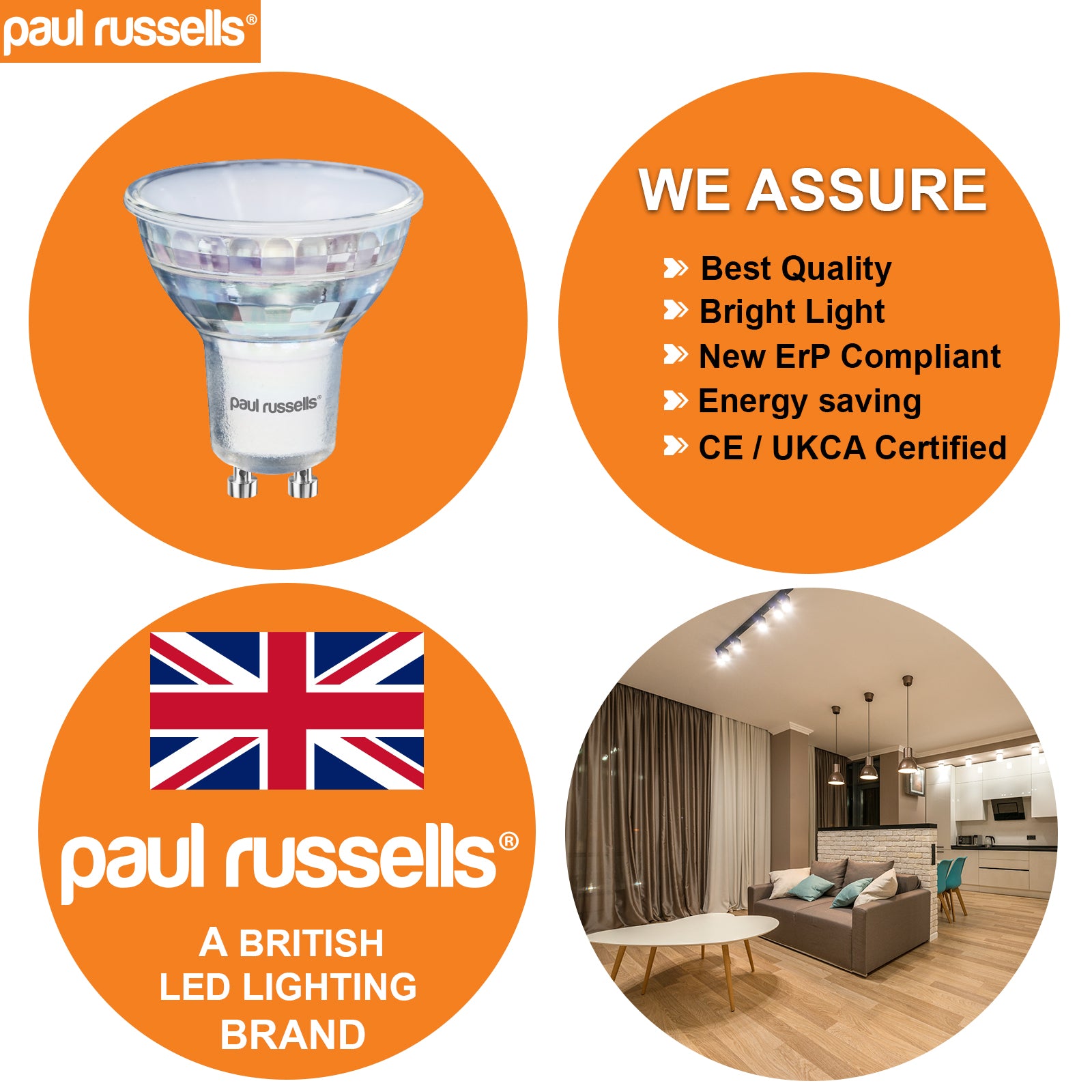 GU10 4.9W=40W LED Spot Light Bulbs Warm White