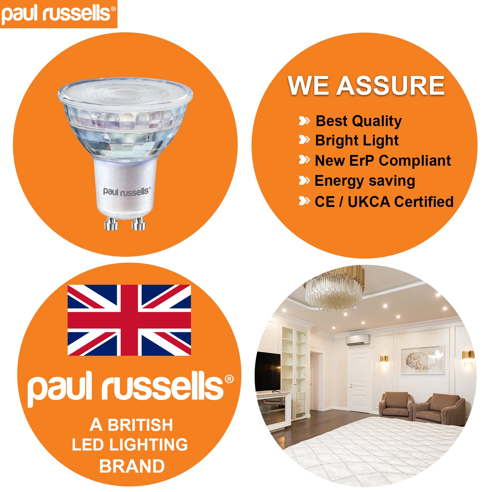 GU10 5.5W=75W LED Spot Light Bulbs Warm White