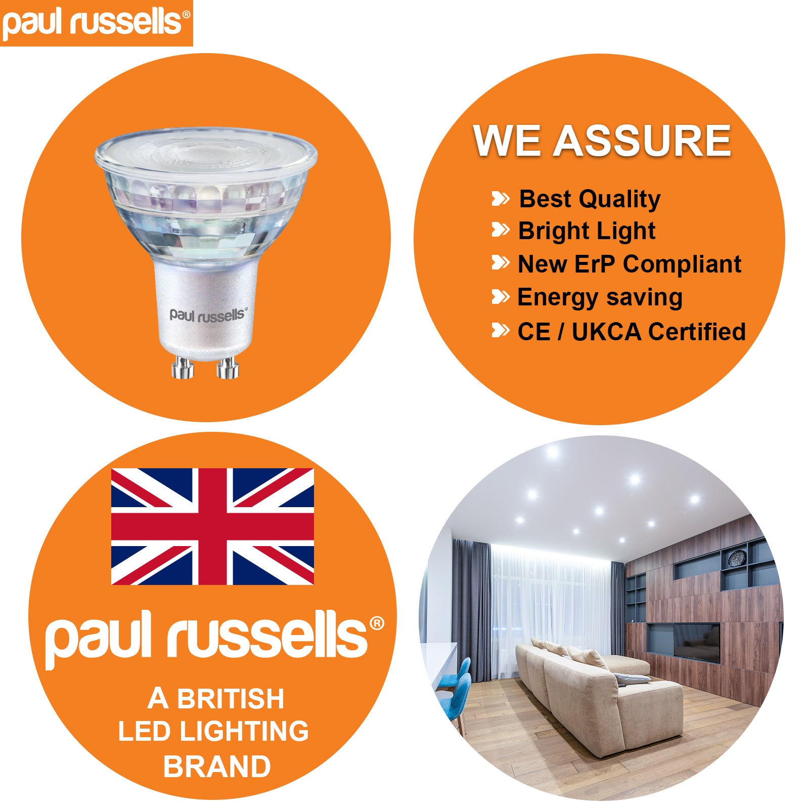GU10 5.5W=75W LED Spot Light Bulbs Day Light