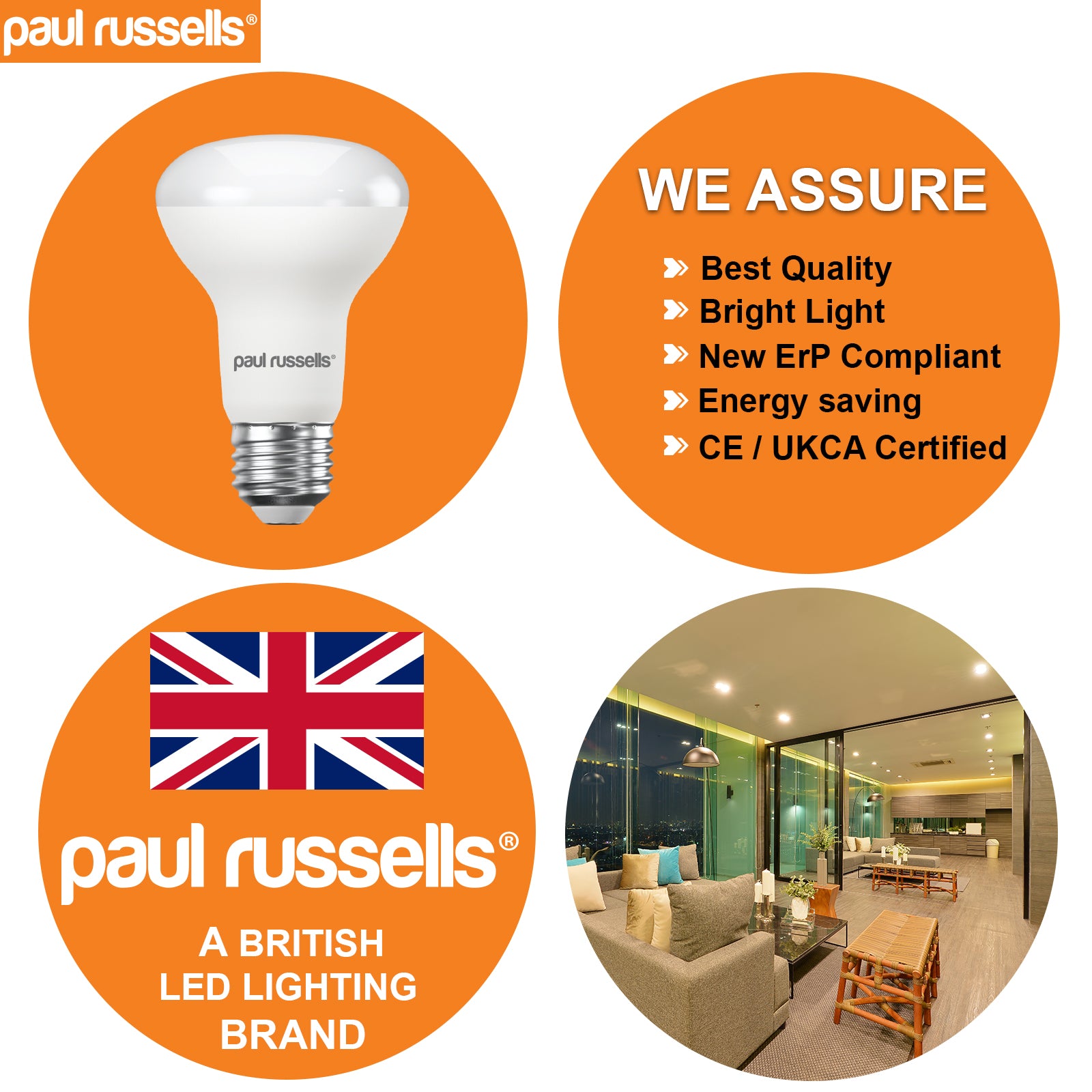 LED Reflector Light Bulbs R63 8.5W=60W Warm White ES E27 Edison Screw