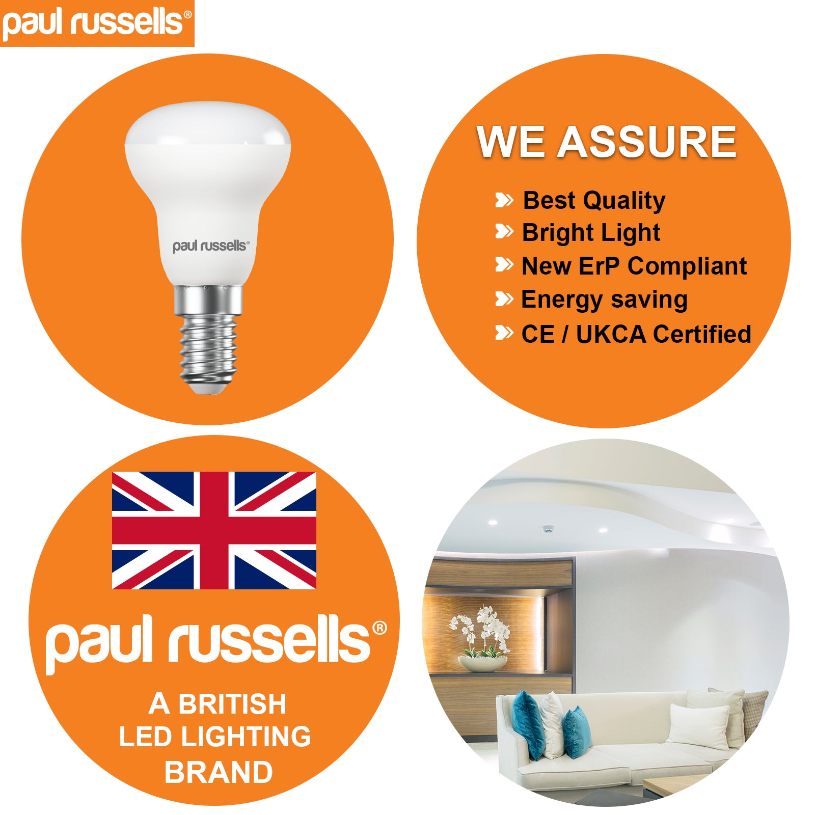 LED Reflector Light Bulbs R39 4.5W=25W Day Light SES E14 Small Edison –  paul russells