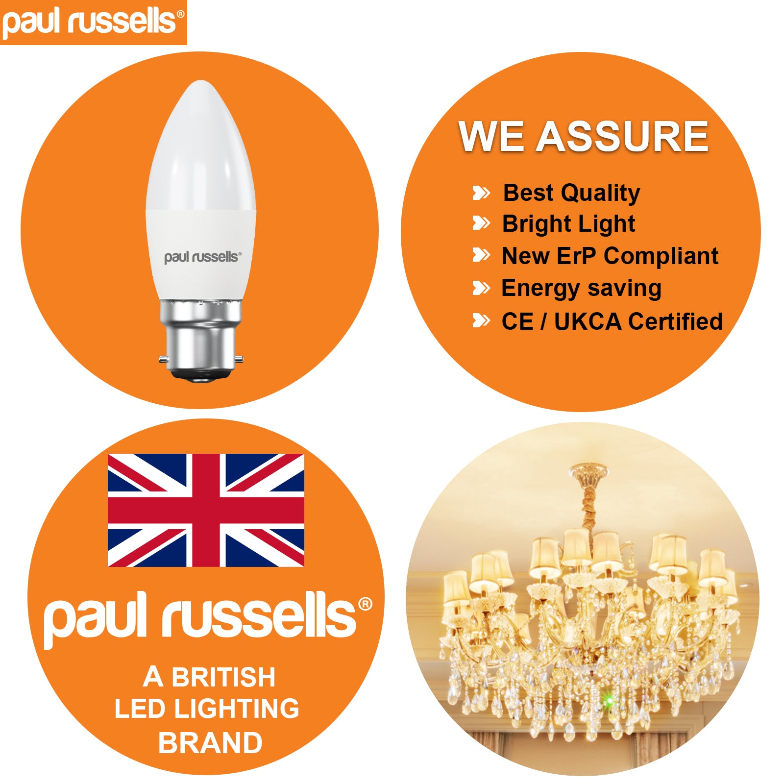 LED Candle 5.5W=40W Warm White Bayonet Cap BC B22 Bulbs