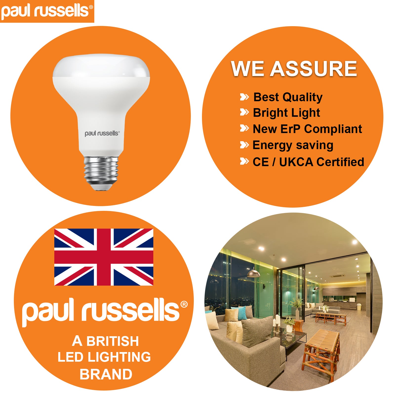 LED Reflector Light Bulbs R80 10W=60W Warm White ES E27 Edison Screw