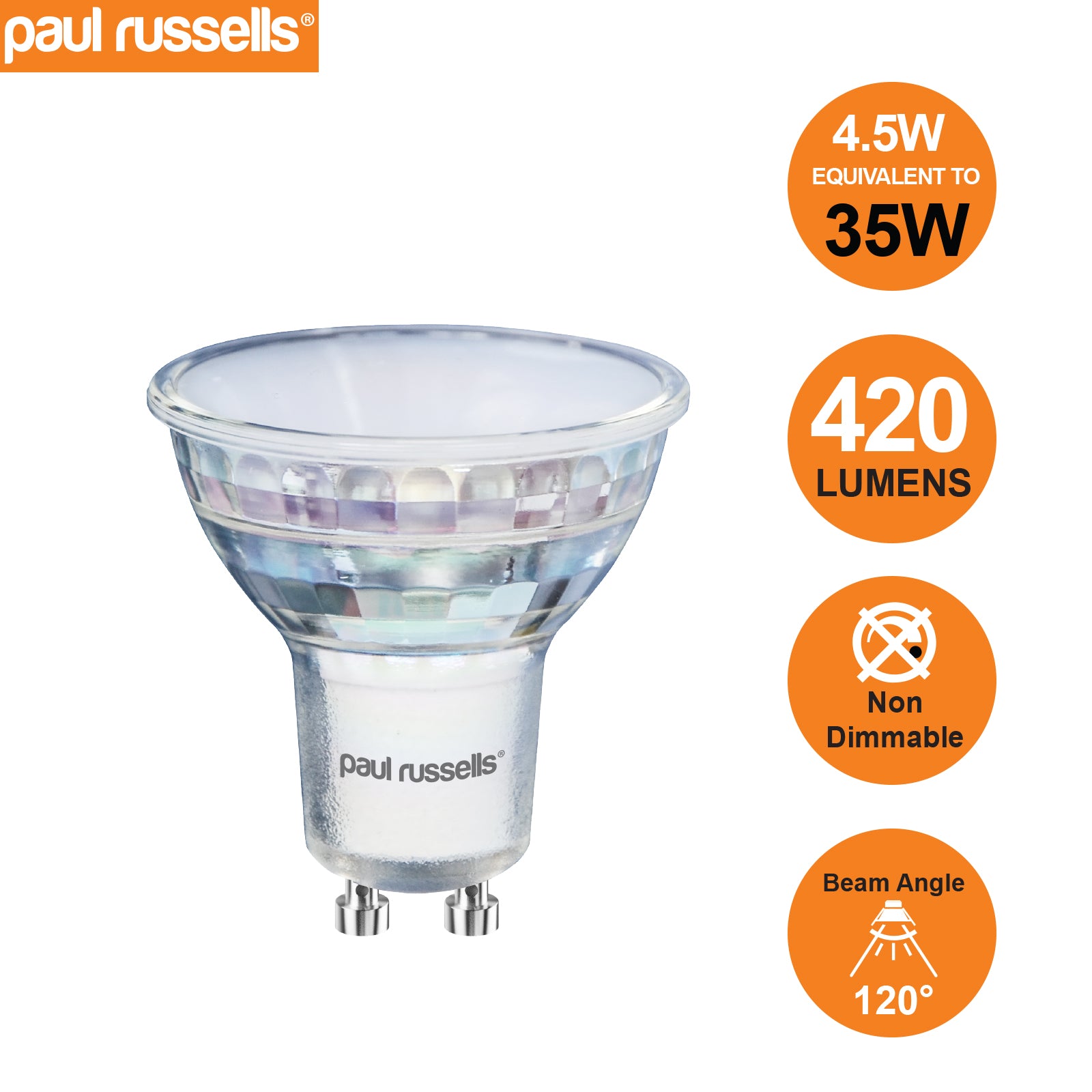 GU10 4.5W=35W LED Spot Light Bulbs Warm White