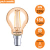 LED Filament Golf Ball 2.5W=20W Extra Warm White Amber 2200K SBC B15 Small Bayonet Cap Bulbs2