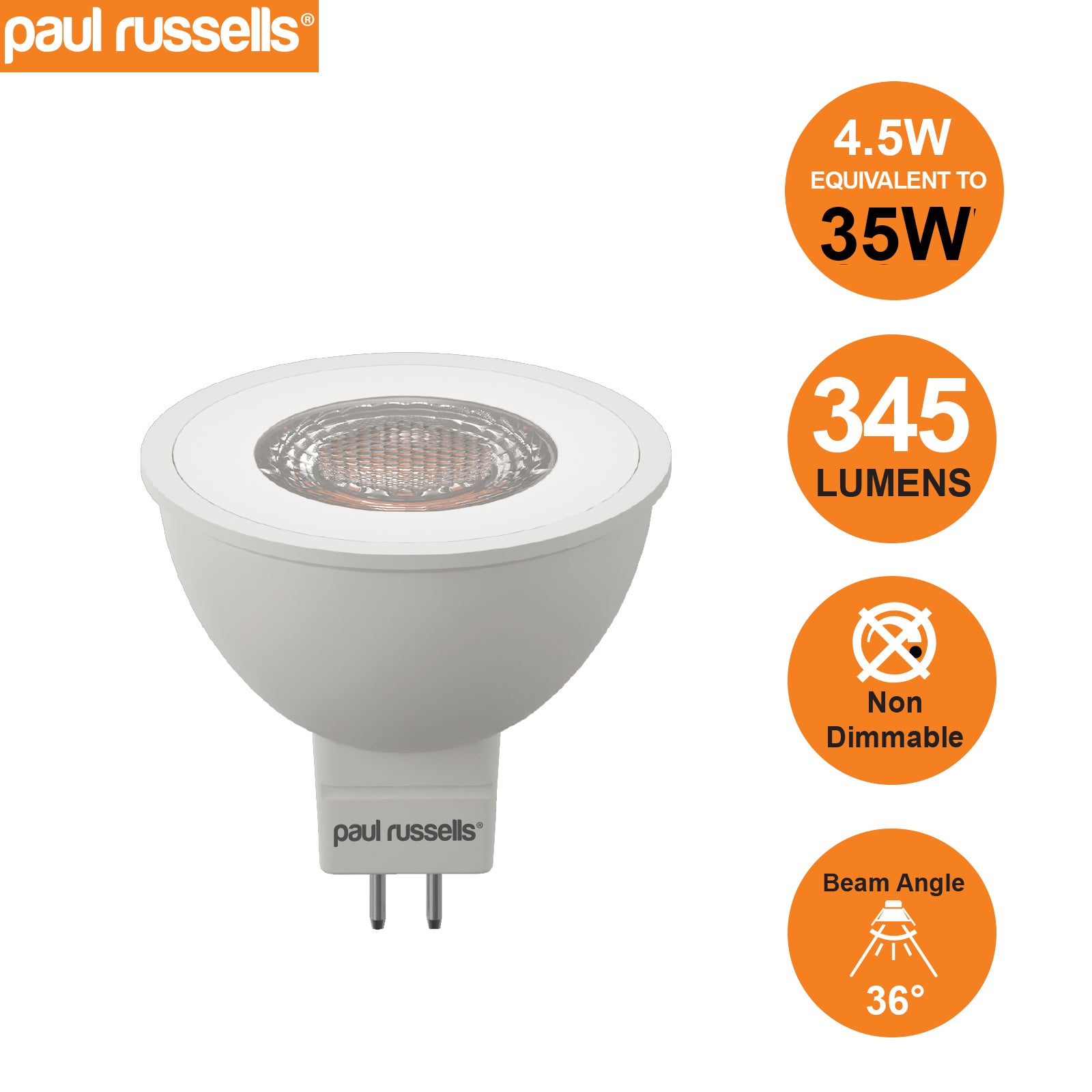 MR16 4.5W=35W LED Spot Light GU5.3 Bulbs Warm White