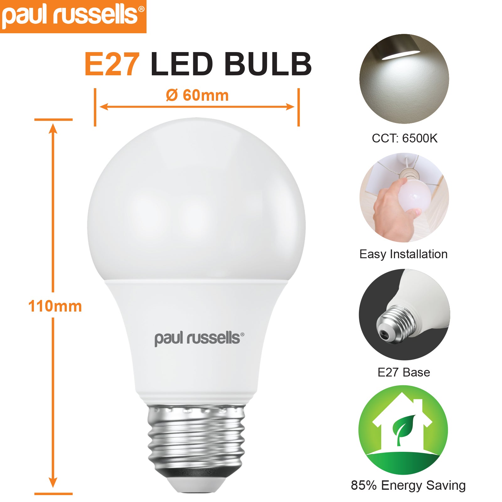LED GLS 10W=60W Day Light Edison Screw Cap ES E27 Light Bulbs