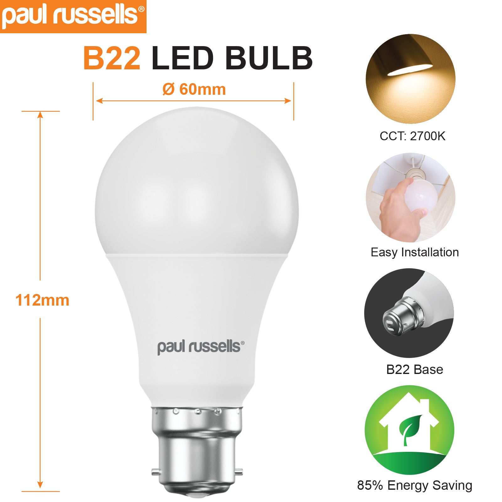 LED GLS 11W=75W Warm White Bayonet Cap BC B22 Light Bulbs