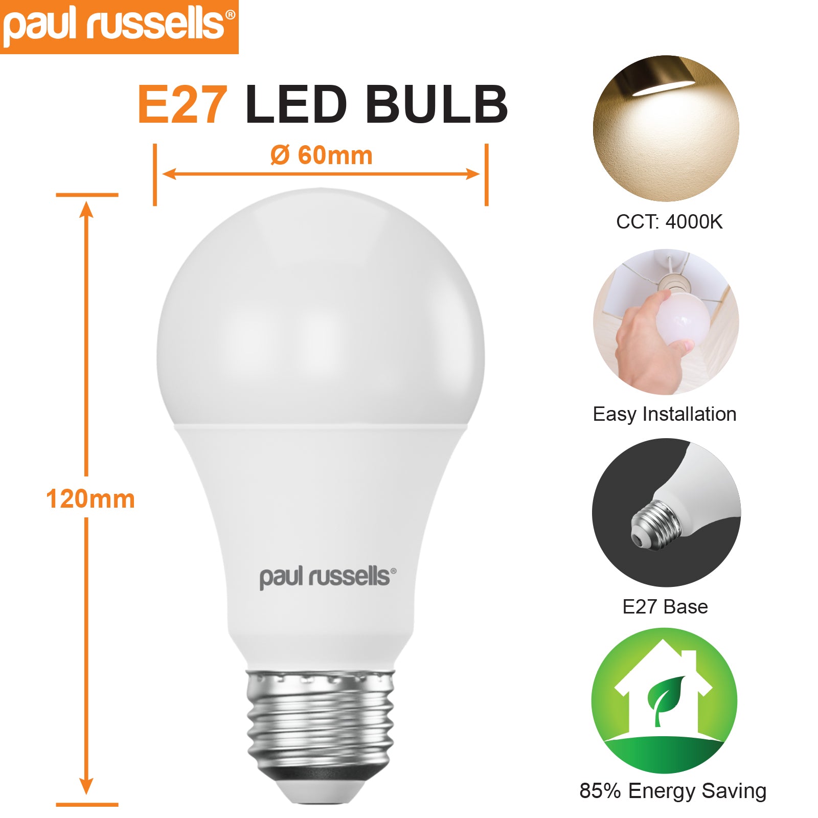 LED GLS 13W=100W Cool White ES E27 Edison Screw Bulbs