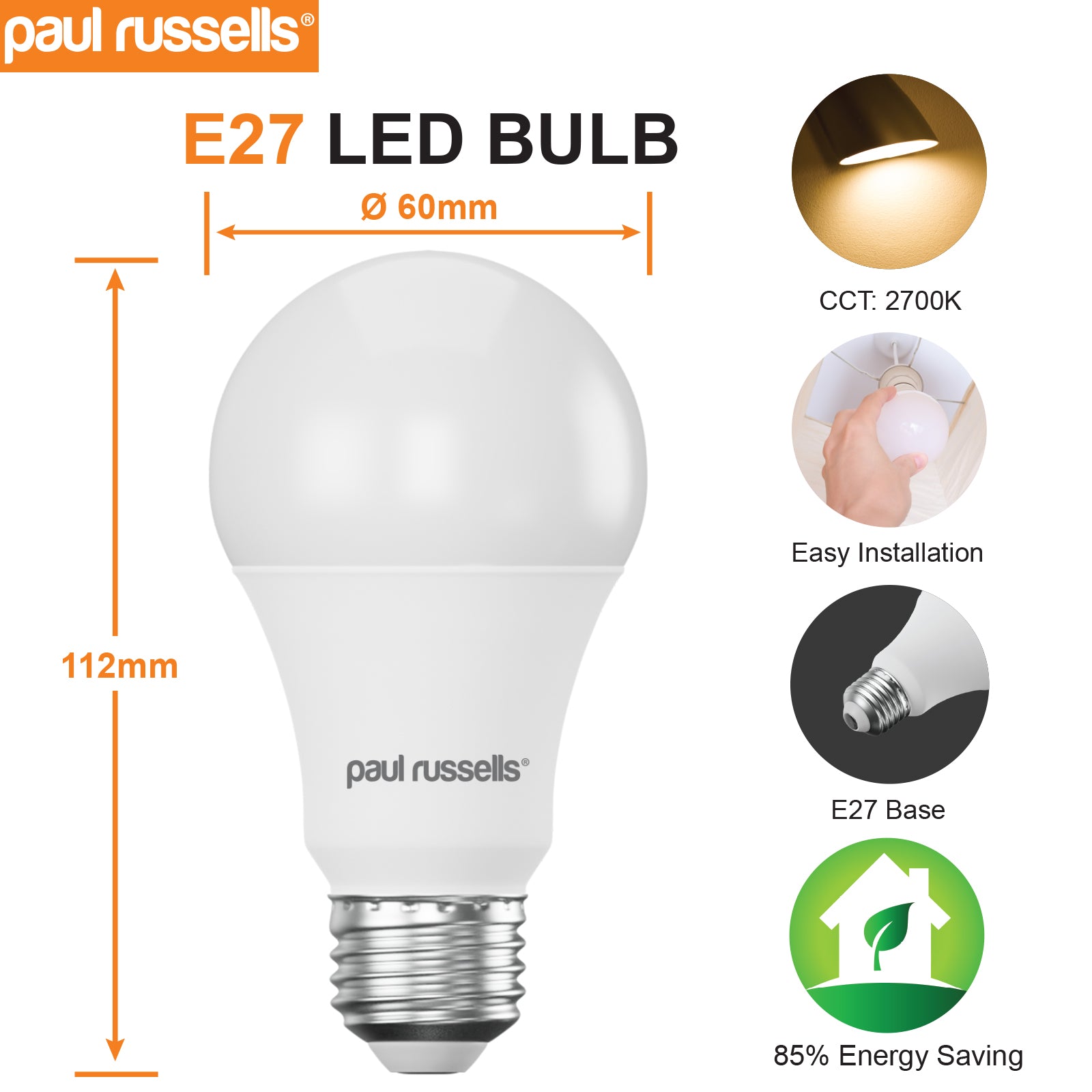 LED GLS 11W=75W Warm White Edison Screw ES E27 Light Bulbs