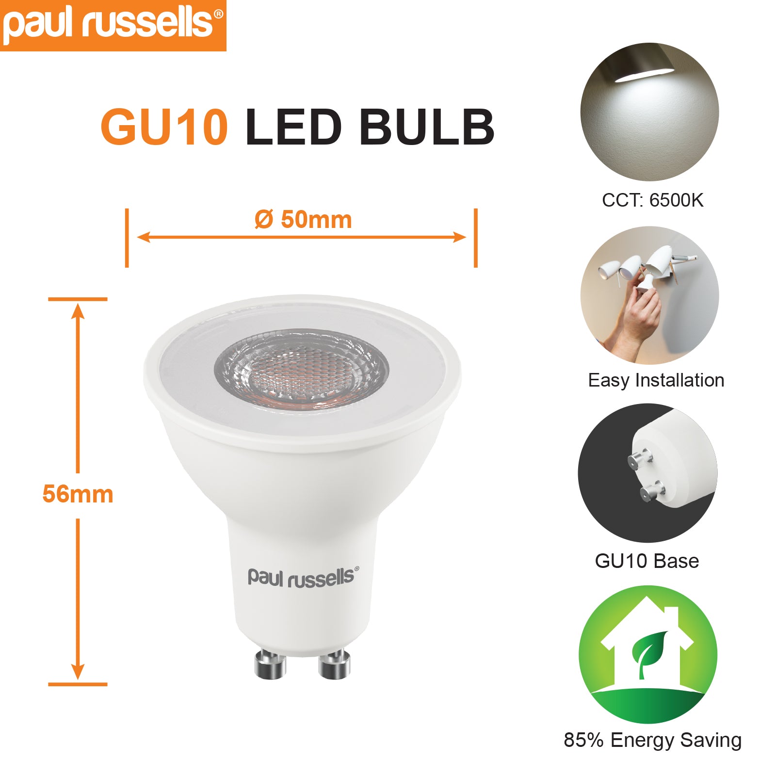 GU10 4W=50W LED Spot Light Bulbs Day Light