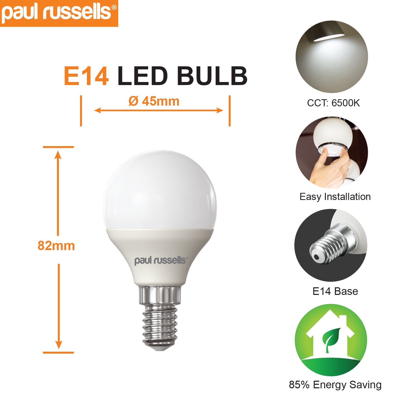 LED Golf Ball 6.5W=60W Day Light Small Edison Screw SES E14 Bulbs