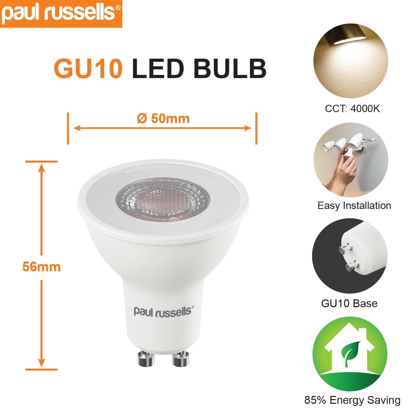 GU10 5W=60W LED Spot Light Bulbs Cool White
