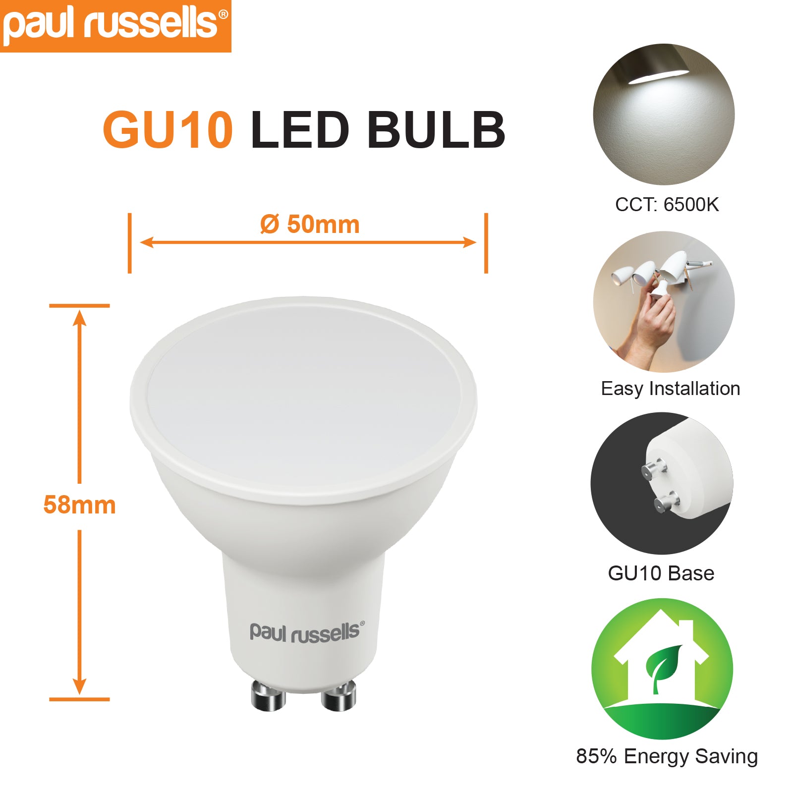 GU10 7W=45W LED Spot Light Bulbs Day Light