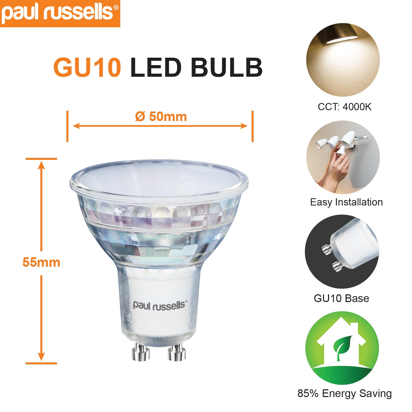 GU10 4.5W=35W LED Spot Light Bulbs Cool White