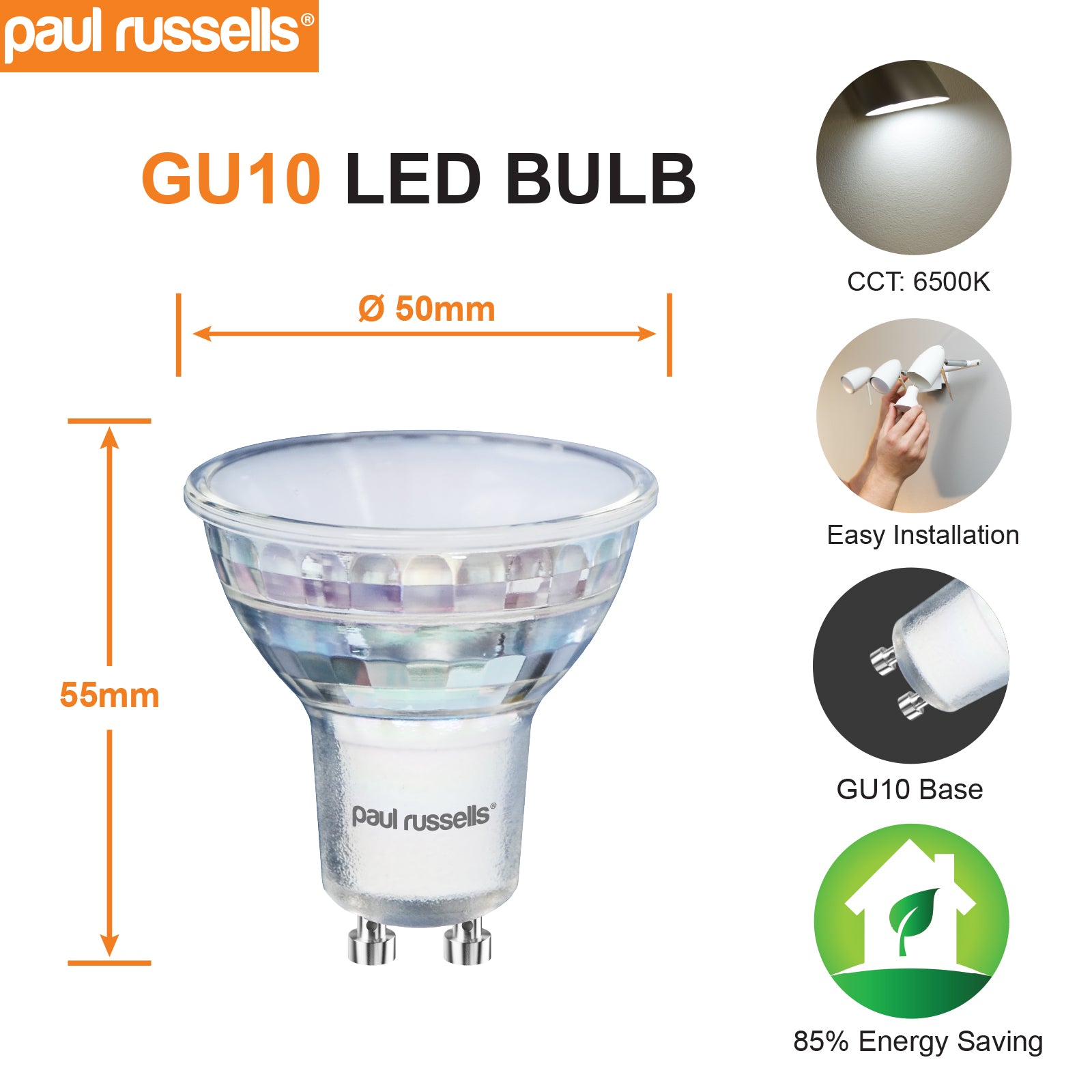 GU10 4.5W=35W LED Spot Light Bulbs Day Light