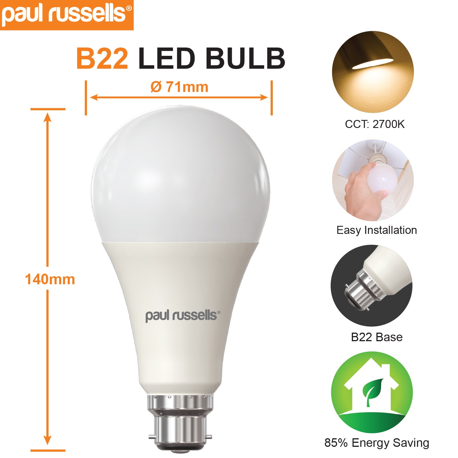 LED GLS 16W=120W Warm White BC B22 Bayonet Cap Bulbs