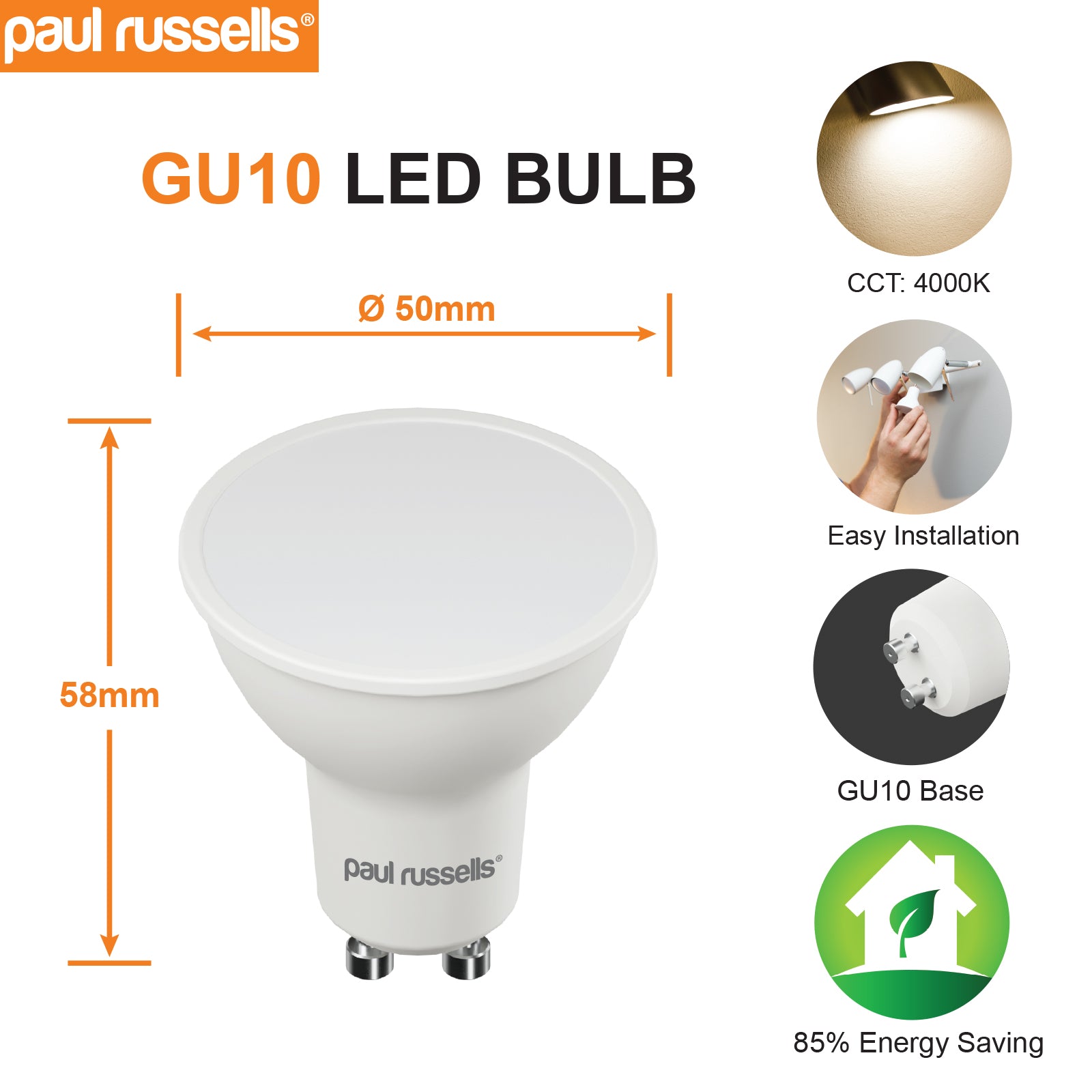 GU10 7W=45W LED Spot Light Bulbs Cool White