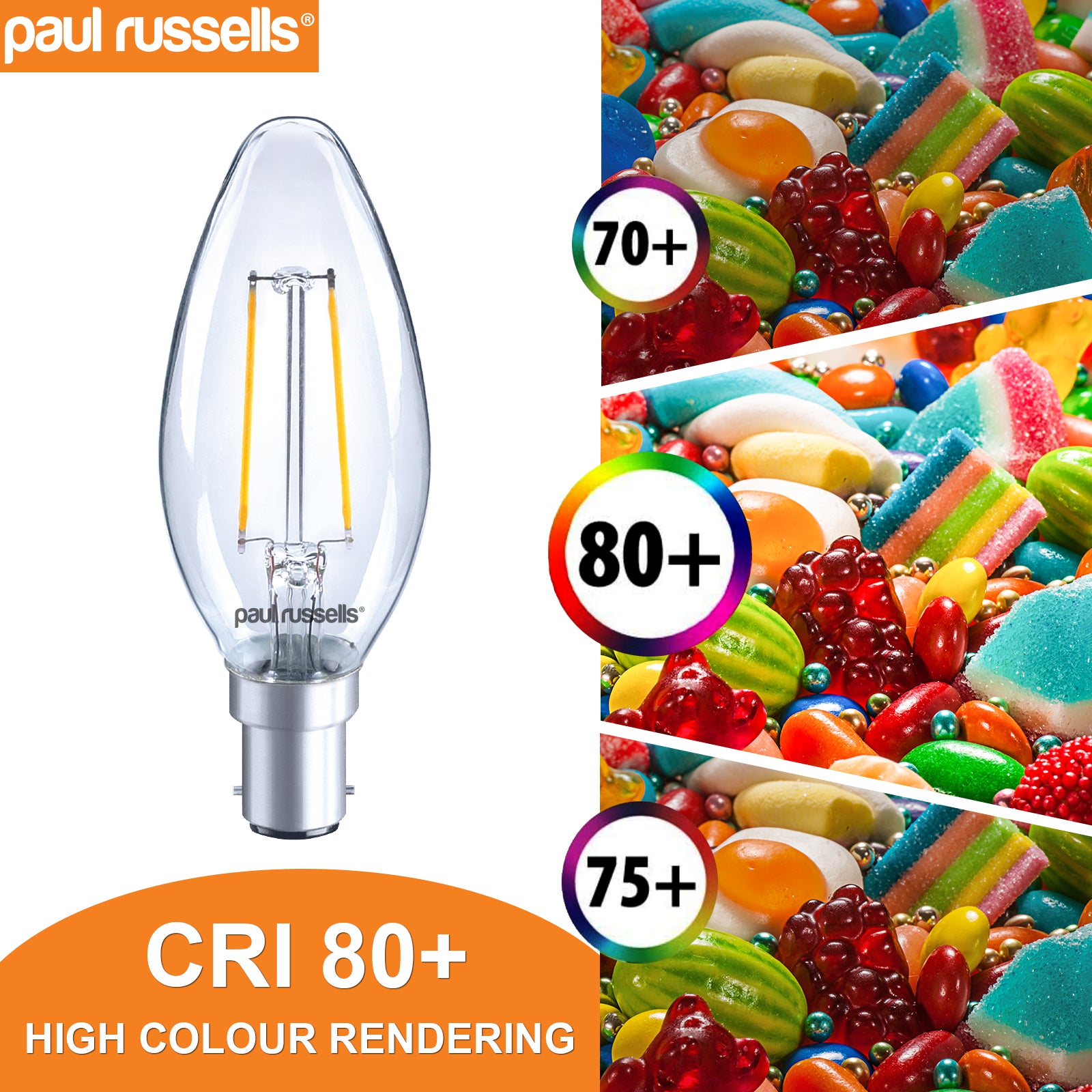 LED Filament Candle 2.5W=25W Warm White 2700K SBC B15 Small Bayonet Cap Bulbs