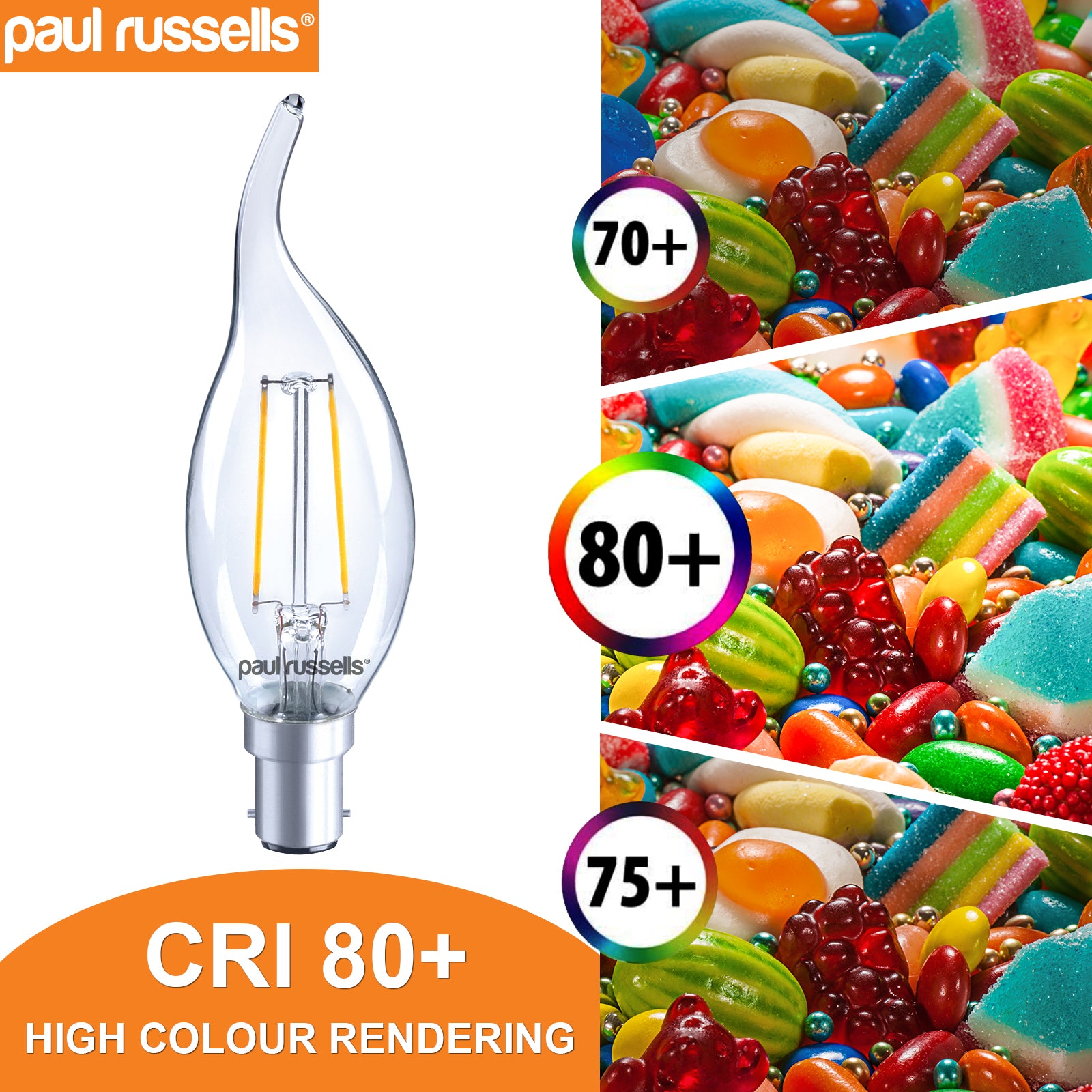 LED Filament Bent Tip Candle 2.5W=25W Warm White 2700K SBC B15 Small Bayonet Cap Bulbs