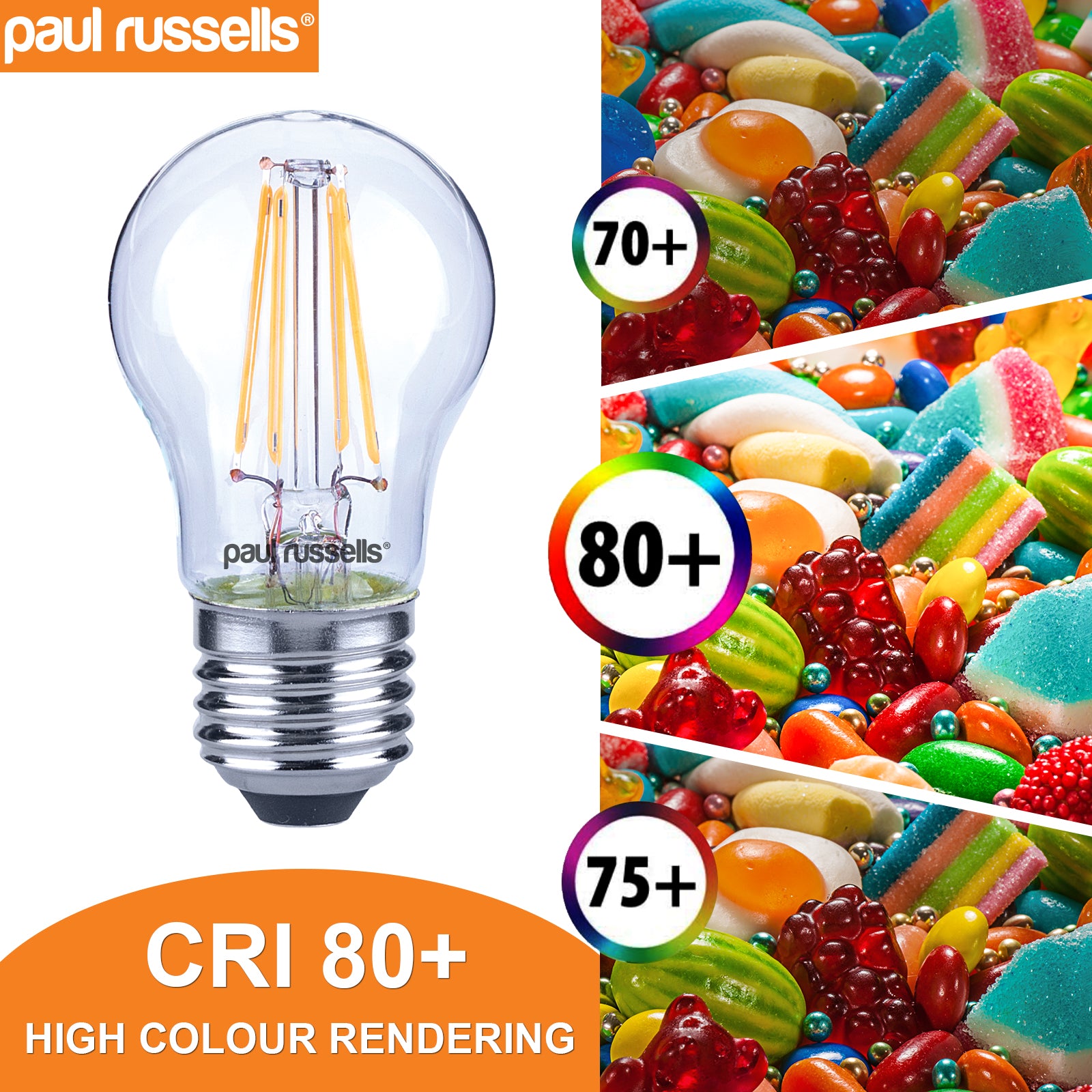 LED Filament GOLF 4.5W=40W Warm White ES E27 Edison Screw Cap Bulbs