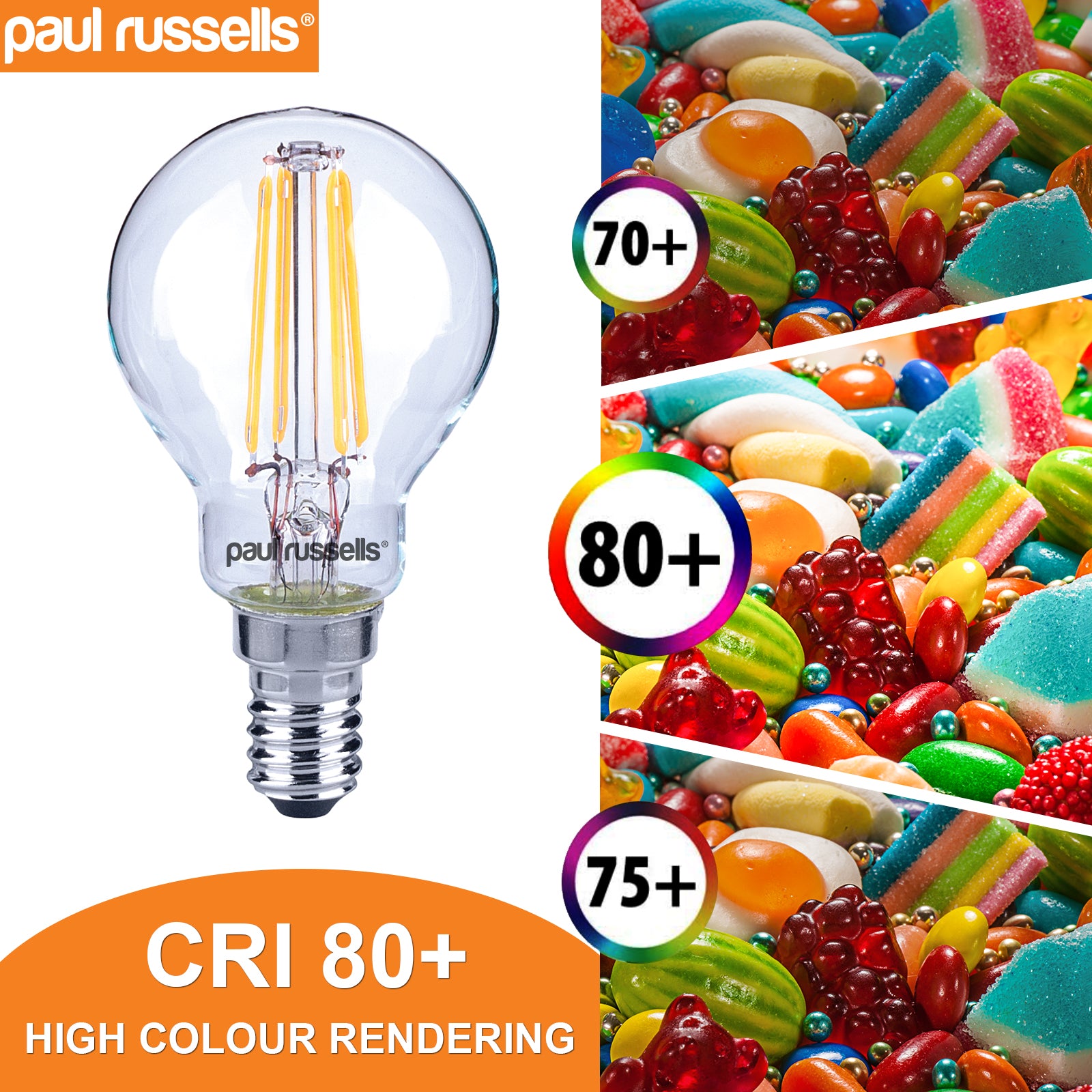 LED Filament GOLF 4.5W=40W Warm White SES E14 Small Edison Screw Cap Bulbs