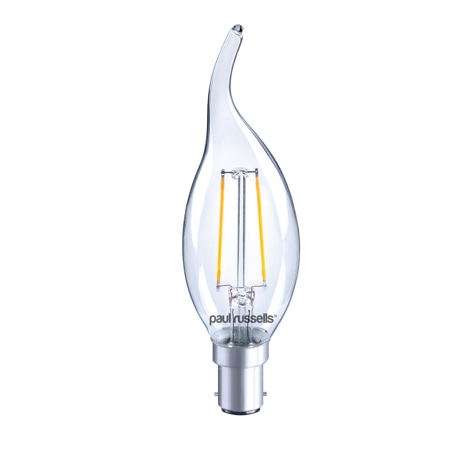 LED Filament Bent Tip Candle 2.5W=25W Warm White 2700K SBC B15 Small Bayonet Cap Bulbs