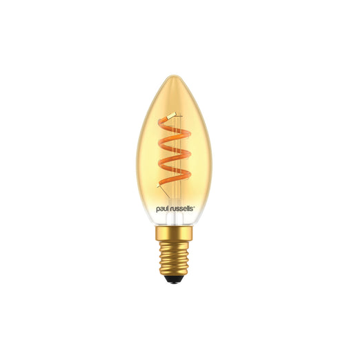 LED Filament Spiral Candle 2.5W=15w Extra Warm White (AMBER) SES E14 Small Edison Screw Decorative Bulbs