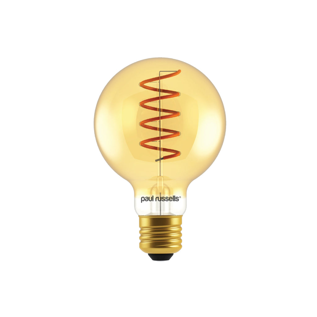 LED Filament Spiral G80 4W=25w Extra Warm White (AMBER) ES E27 Edison Screw Decorative Bulbs