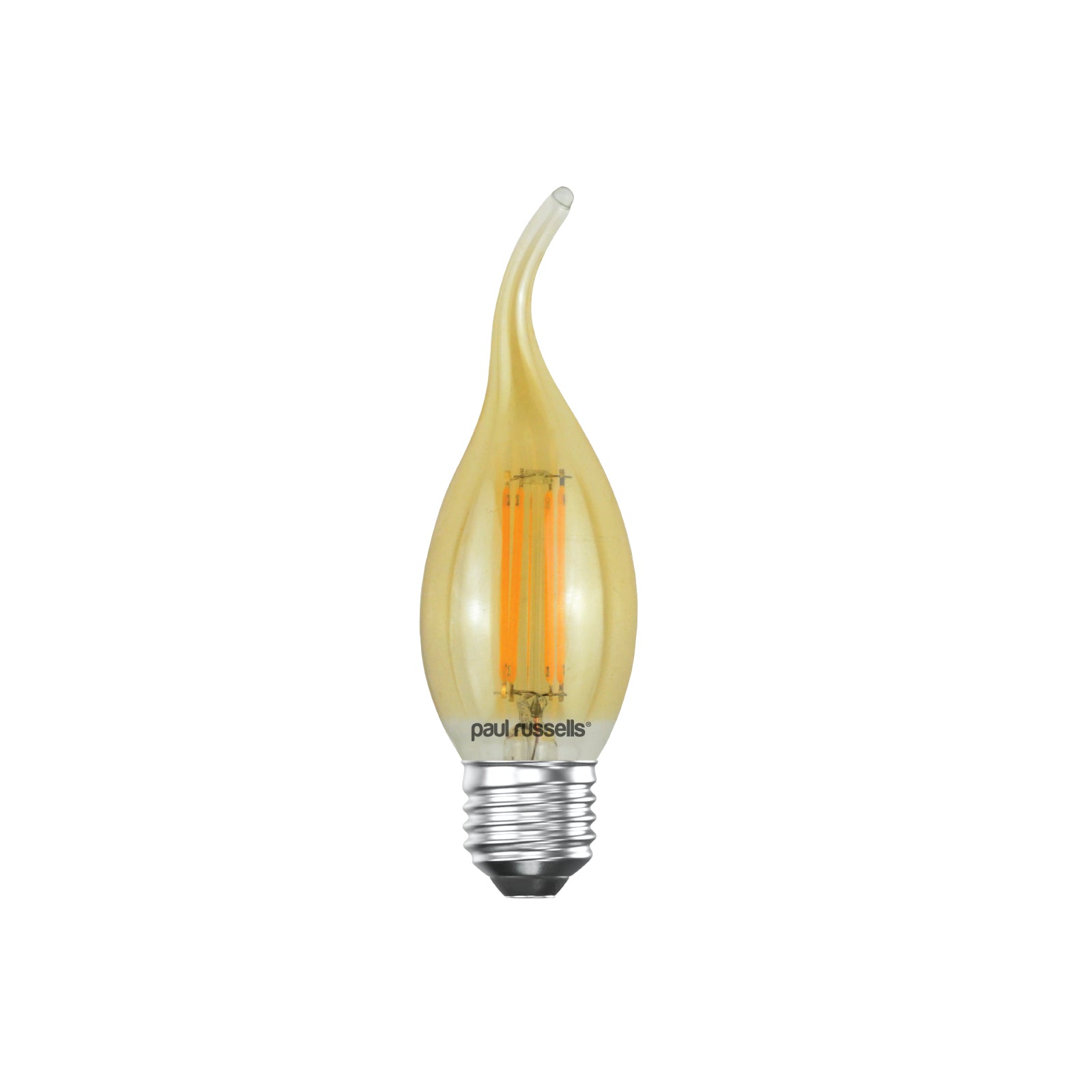 LED Filament Bent Tip Candle 4W=35W Extra Warm White (Amber) ES E27 Edison Screw Bulbs