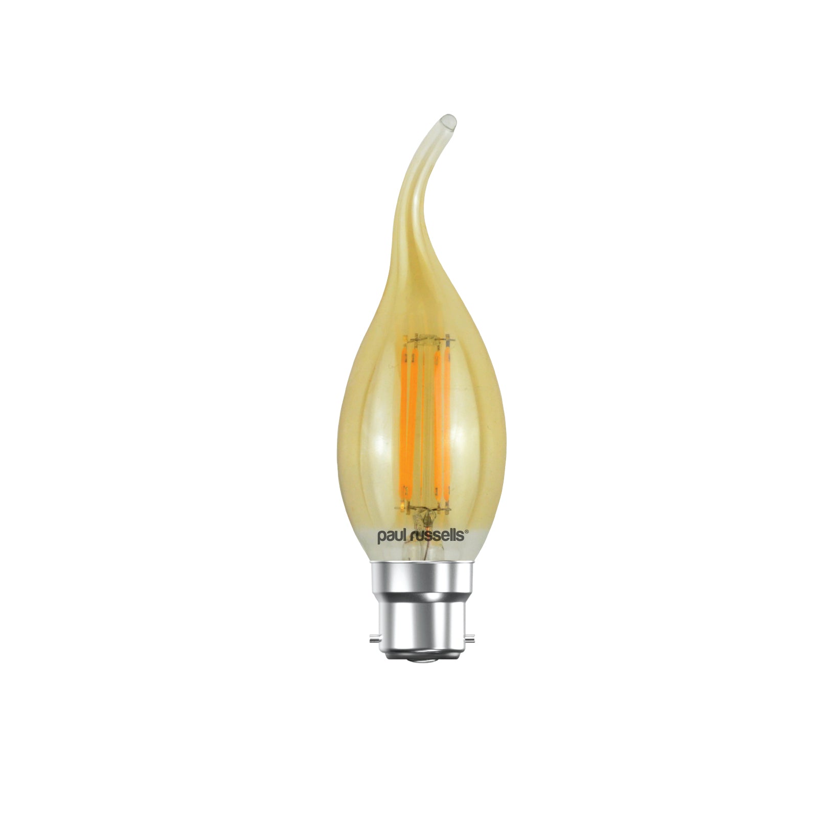 LED Filament Bent Tip Candle 4W=35W Extra Warm White (AMBER) BC B22 Bayonet Cap Bulbs