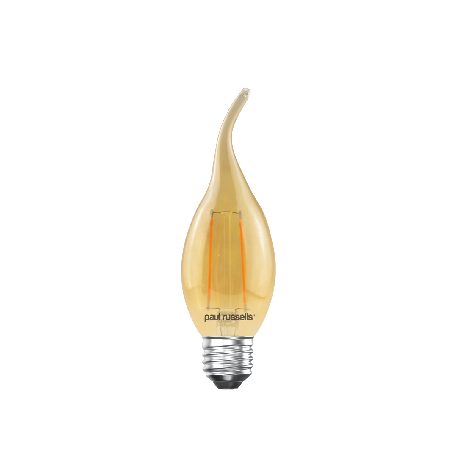 LED Filament Bent Tip Candle 2.5W=20W Extra Warm White (Amber) ES E27 Edison Screw Bulbs