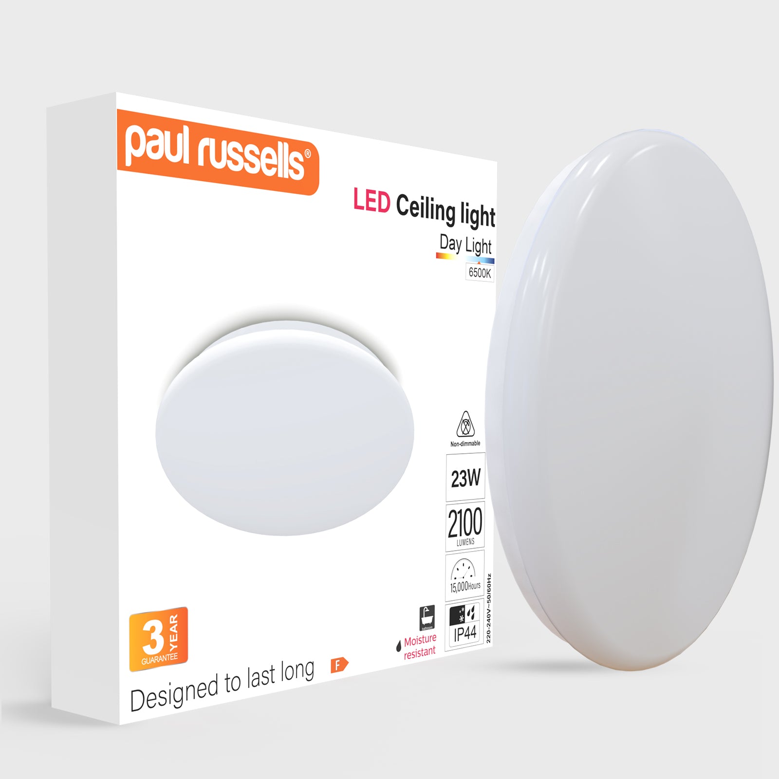 23W, LED Round Ceiling Downlights, 125W Equivalent, IP44, 2100 Lumens, 6500K Day Light, Non-Dimmable Panel Spotlights