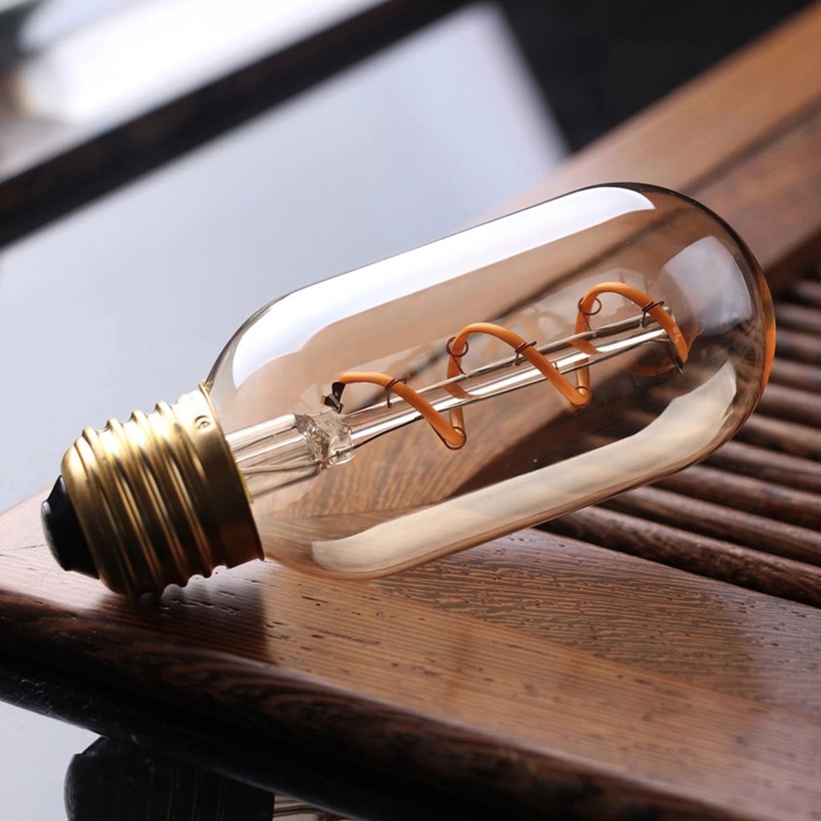 LED Filament Spiral T45 4W=25w Extra Warm White (AMBER) ES E27 Edison Screw Decorative Bulbs