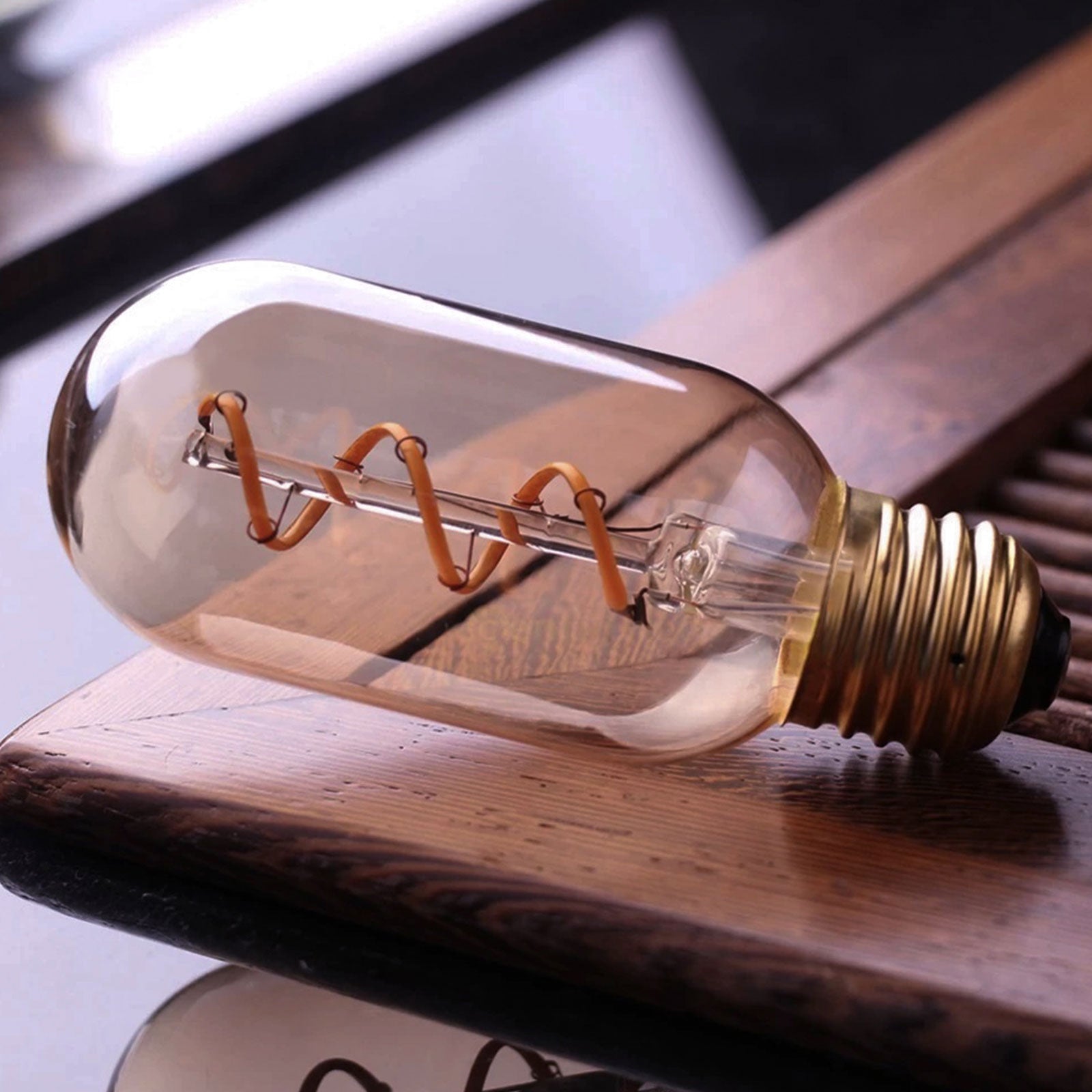 LED Filament Spiral T45 4W=25w Extra Warm White (AMBER) ES E27 Edison Screw Decorative Bulbs