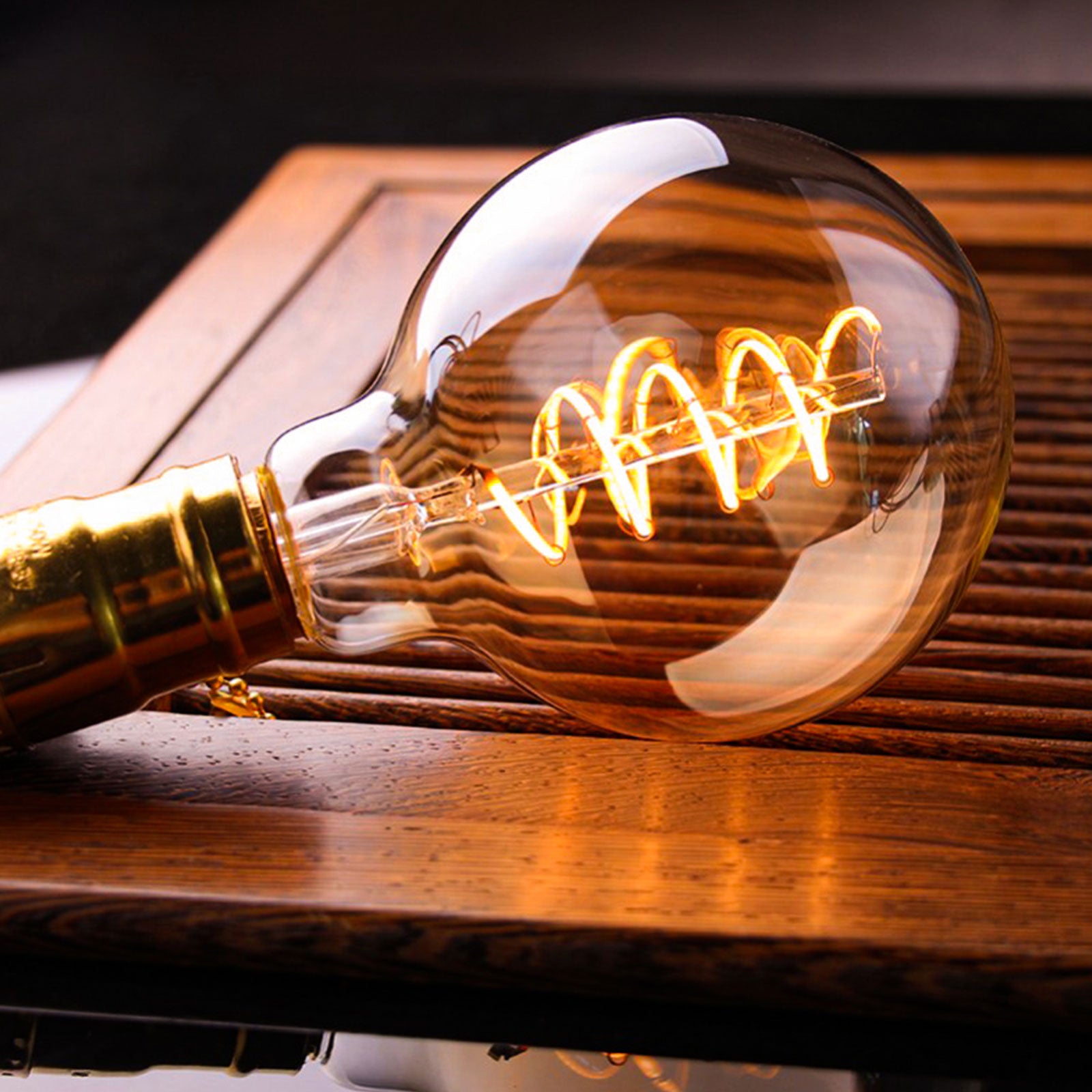 LED Filament Spiral G80 4W=25w Extra Warm White (AMBER) ES E27 Edison Screw Decorative Bulbs