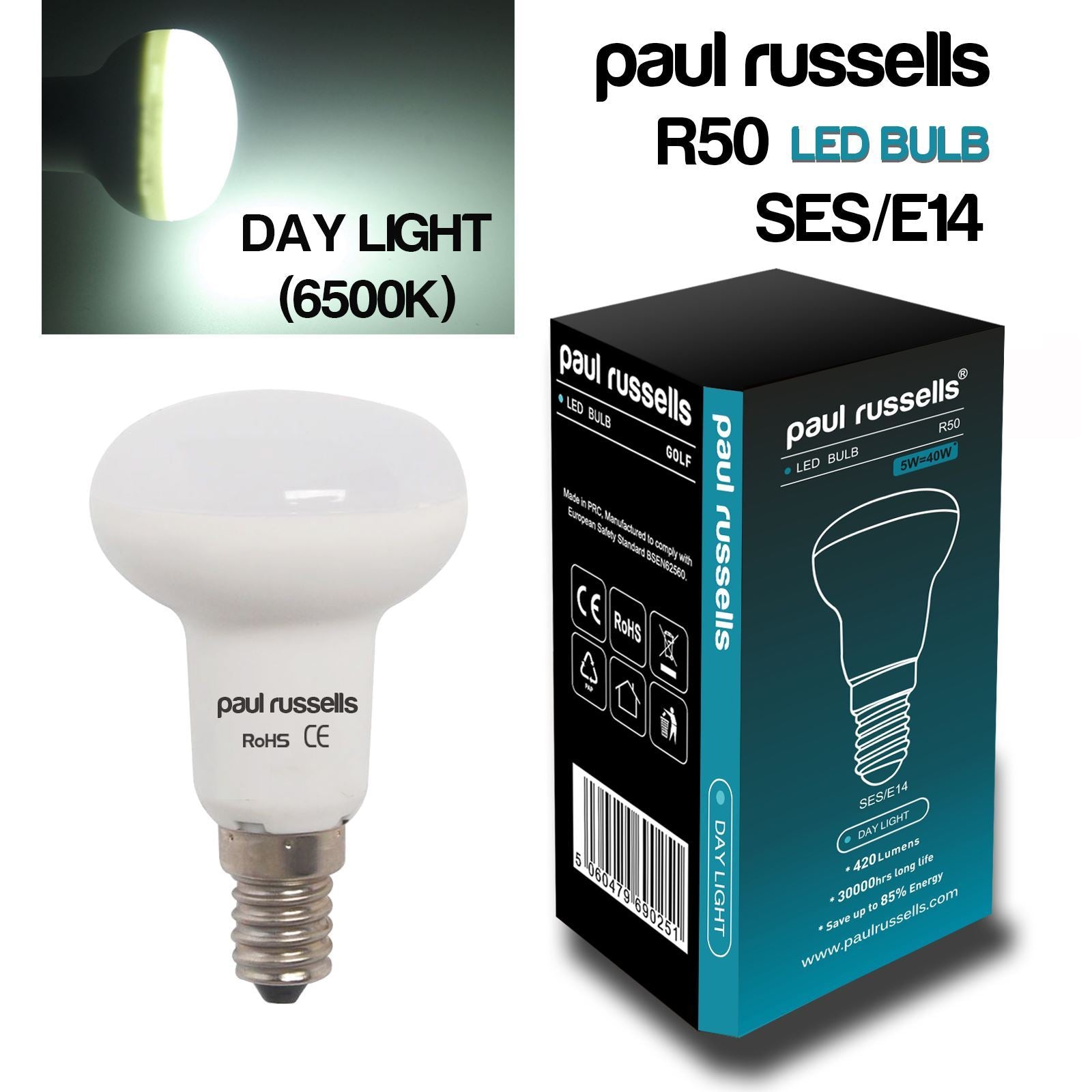 10x Pack LED R50 6W=50W Day Light SES E14 Small Edison Screw Bulbs